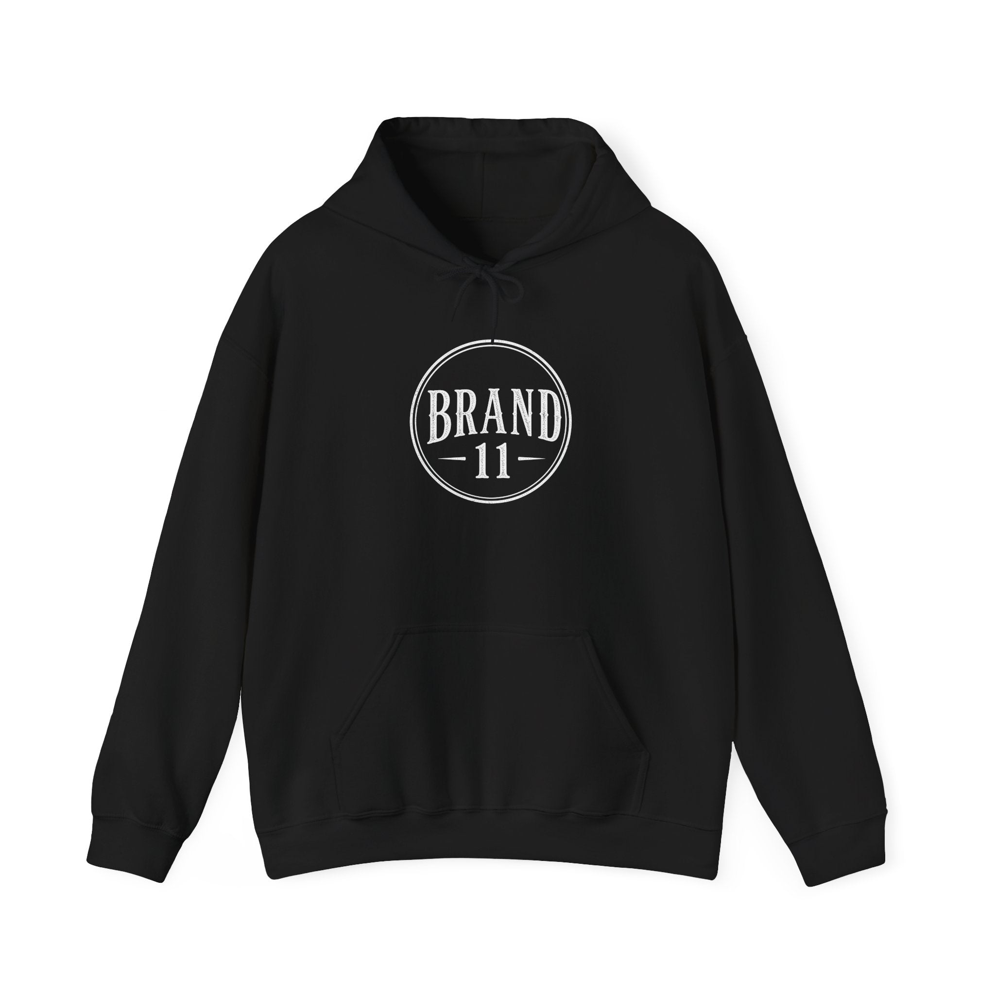 Brand 11 Vintage Circle Logo Hoodie – Classic Black Pullover