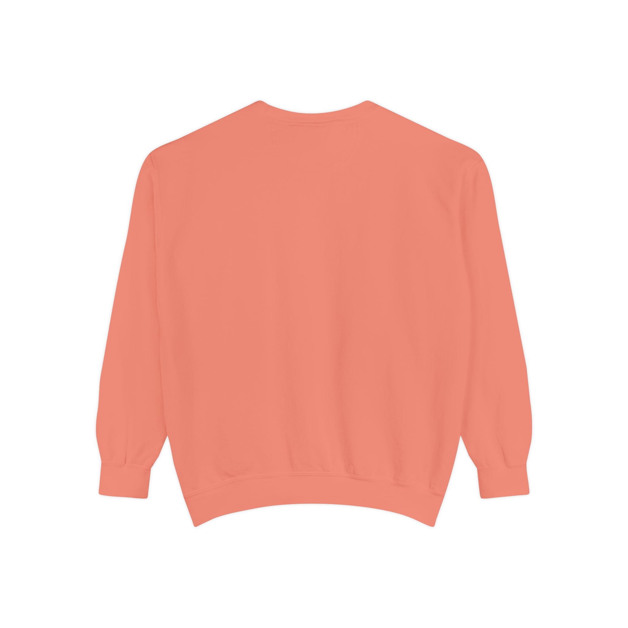 Duck Graphic Sweatshirt — Watercolor Flying Duck on Coral Garment-Dyed Crewneck
