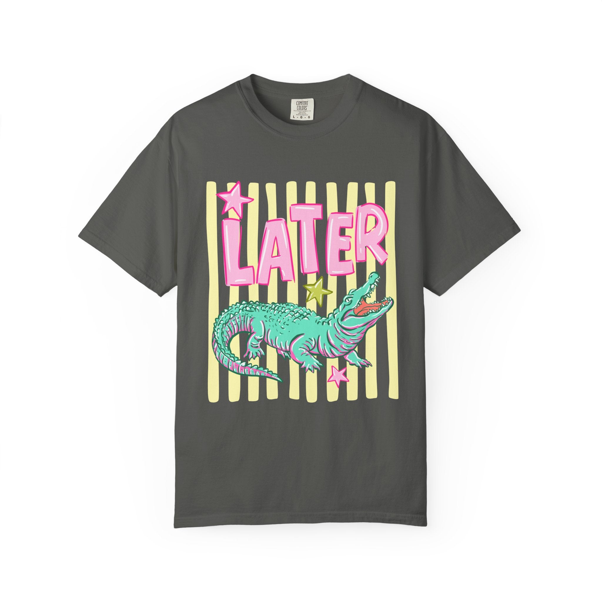 Later Alligator Graphic T-Shirt — Retro Pastel Crocodile Tee