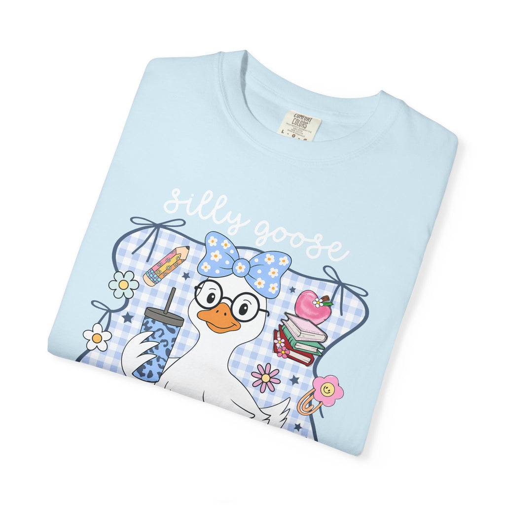 Duck with Blue Gingham Bow Tee — Cute Farm Animal Graphic T-Shirt