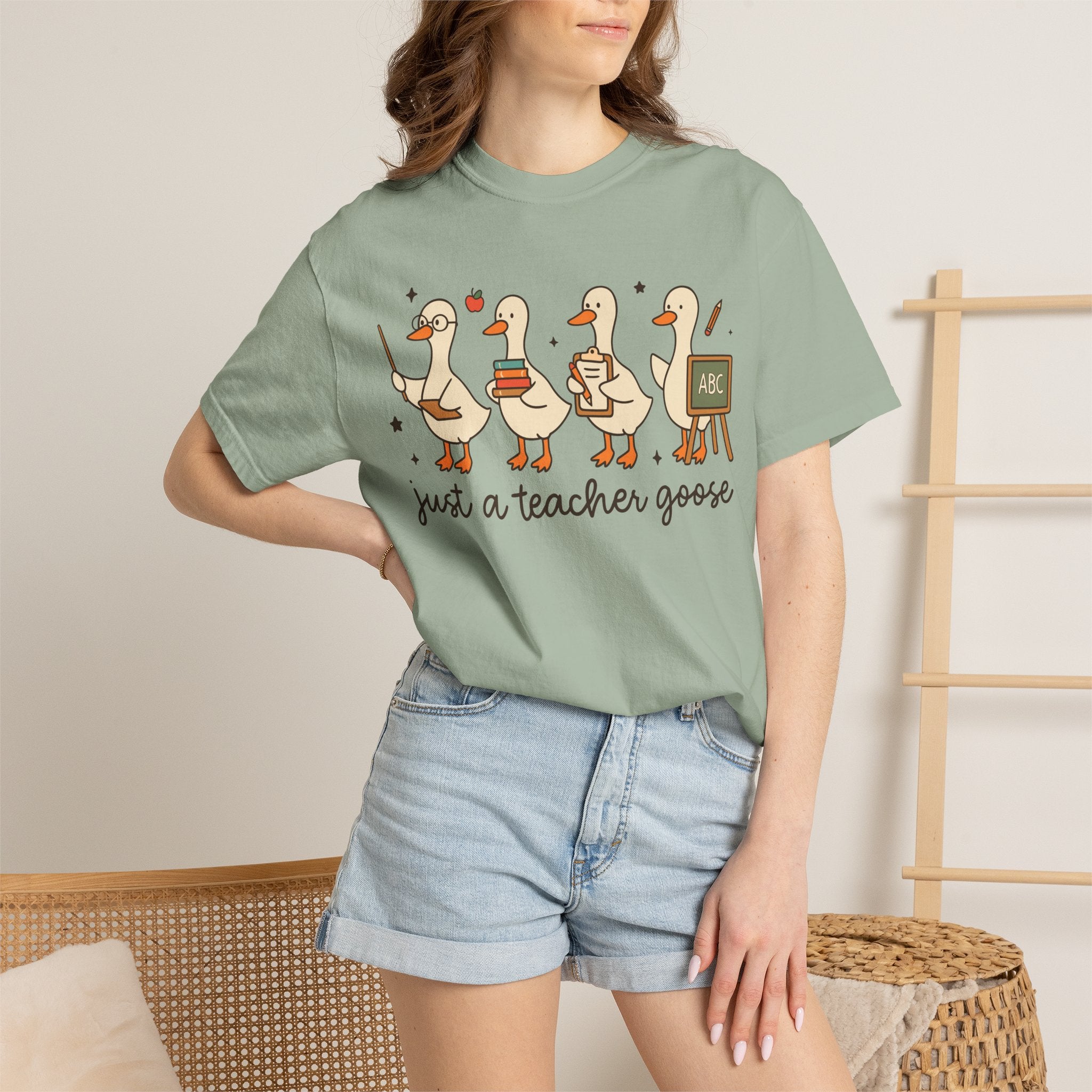 Teacher Goose T-Shirt — "Just a Teacher's Goose" Cute Classroom Gift