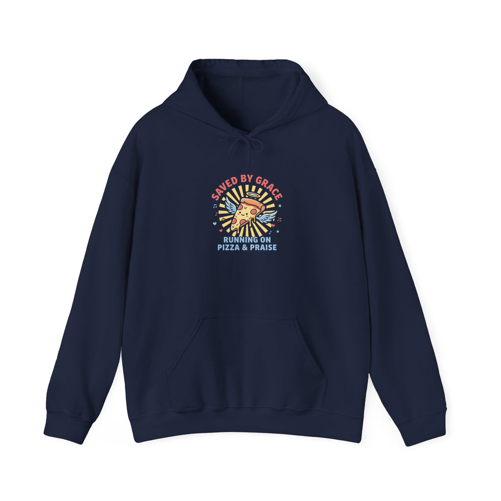 Saved By Grace Pizza & Prayers Hoodie | Christian memes, church camp retro