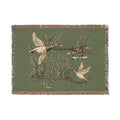 Mallard Duck Woven Throw Blanket — Vintage Hunting Marsh Scene
