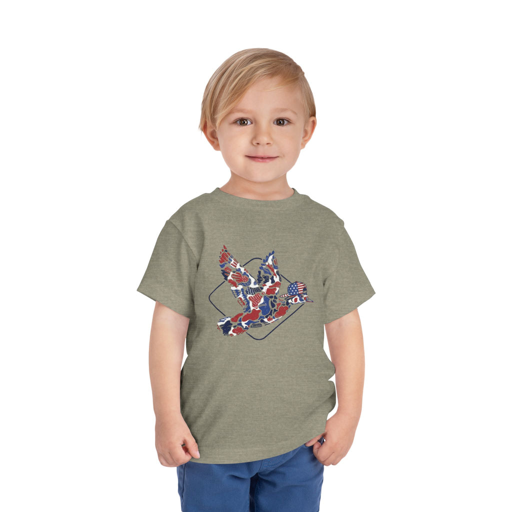 Toddler Tee — Patriotic Patchwork Dove Graphic (4th of July, Memorial Day)
