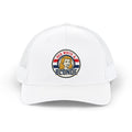 Red White & Blonde Trucker Cap — Retro Patriotic Snapback Hat