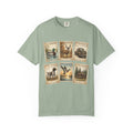 Vintage Outdoor Stamps T-Shirt — Deer, Duck, Truck & Cabin Nature Collage