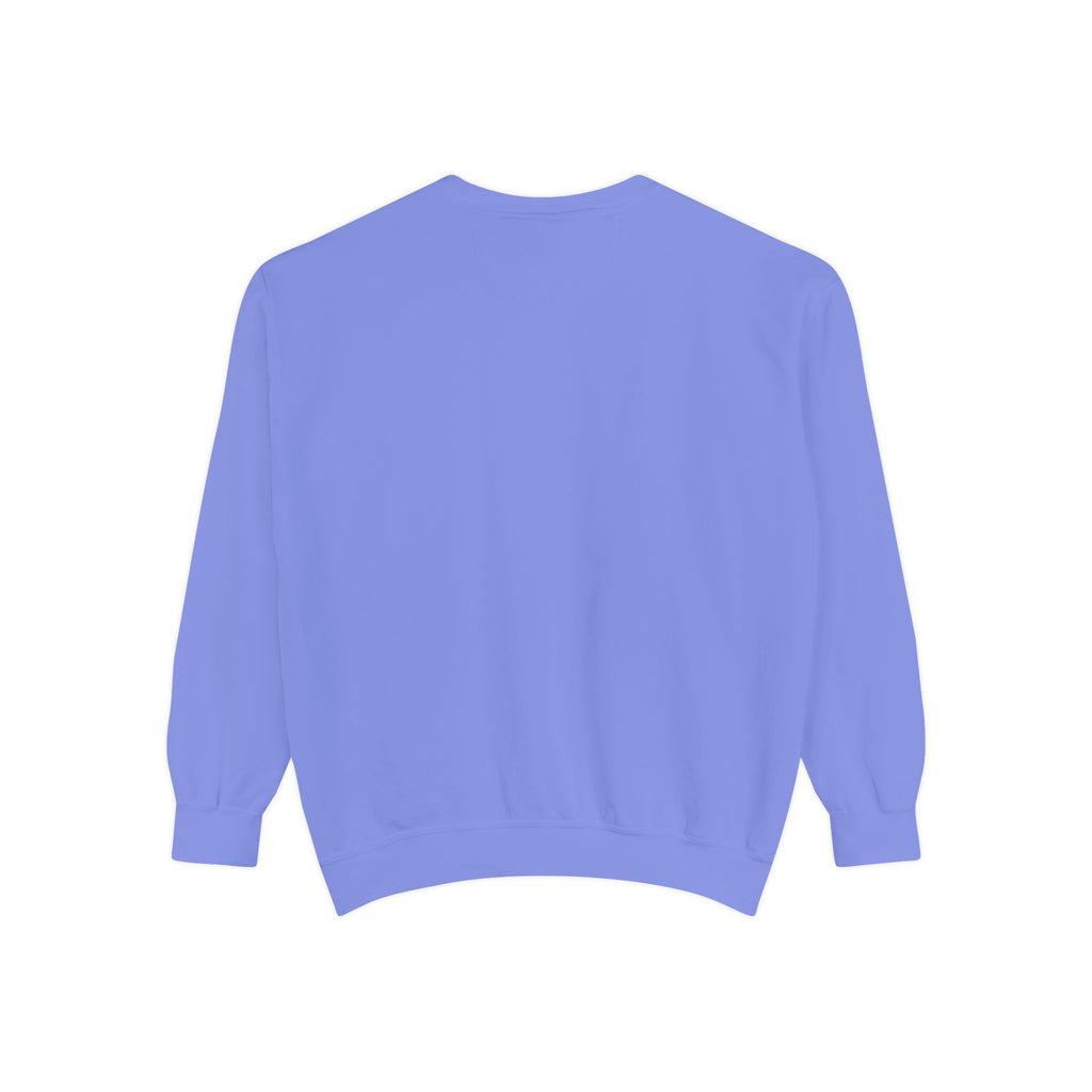 Duck Graphic Sweatshirt — Watercolor Flying Duck on Coral Garment-Dyed Crewneck