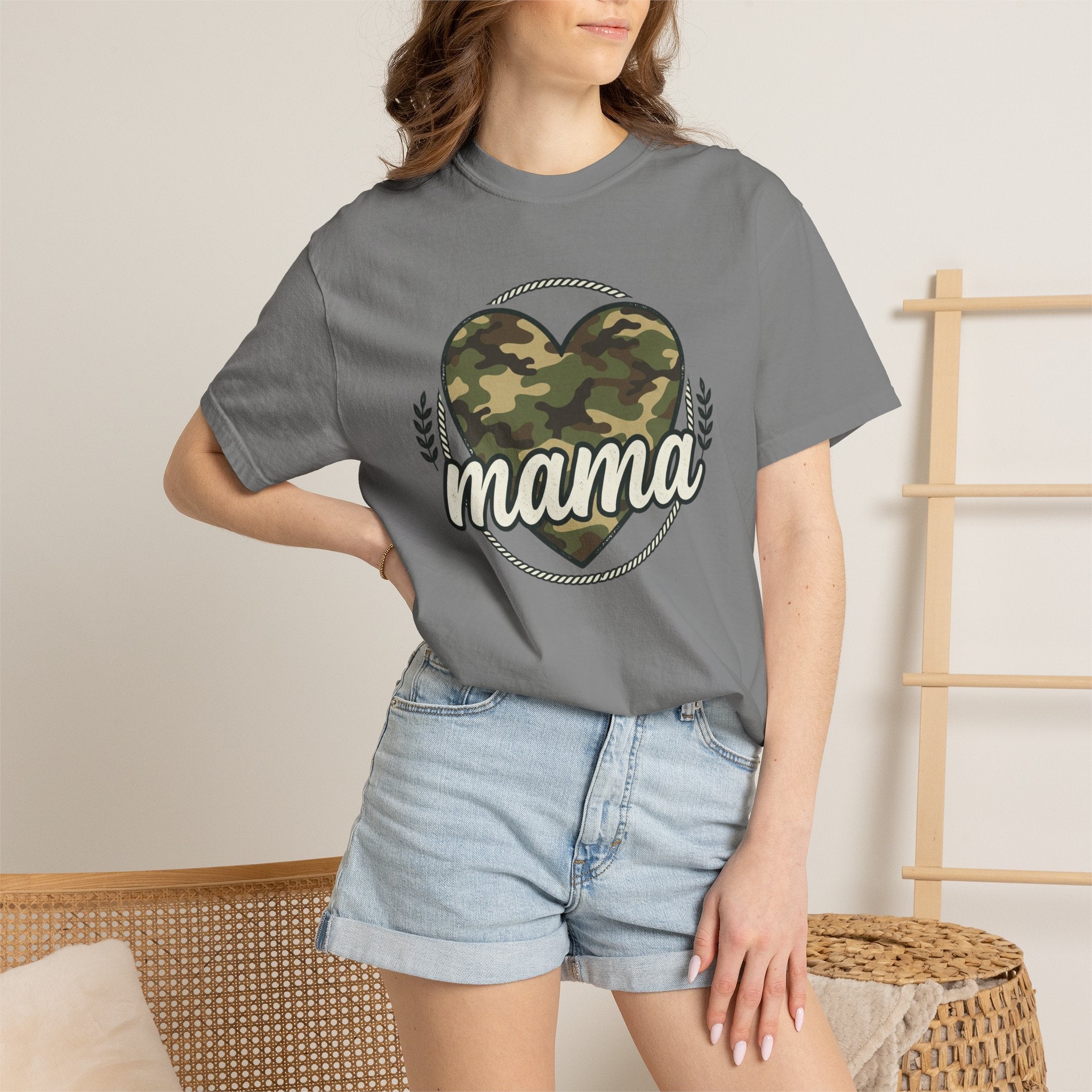 Mama Camo Heart T-Shirt — Military Camouflage Mom Tee