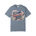 All American Girl T-Shirt — Patriotic Stars & Daisies Tee for Women
