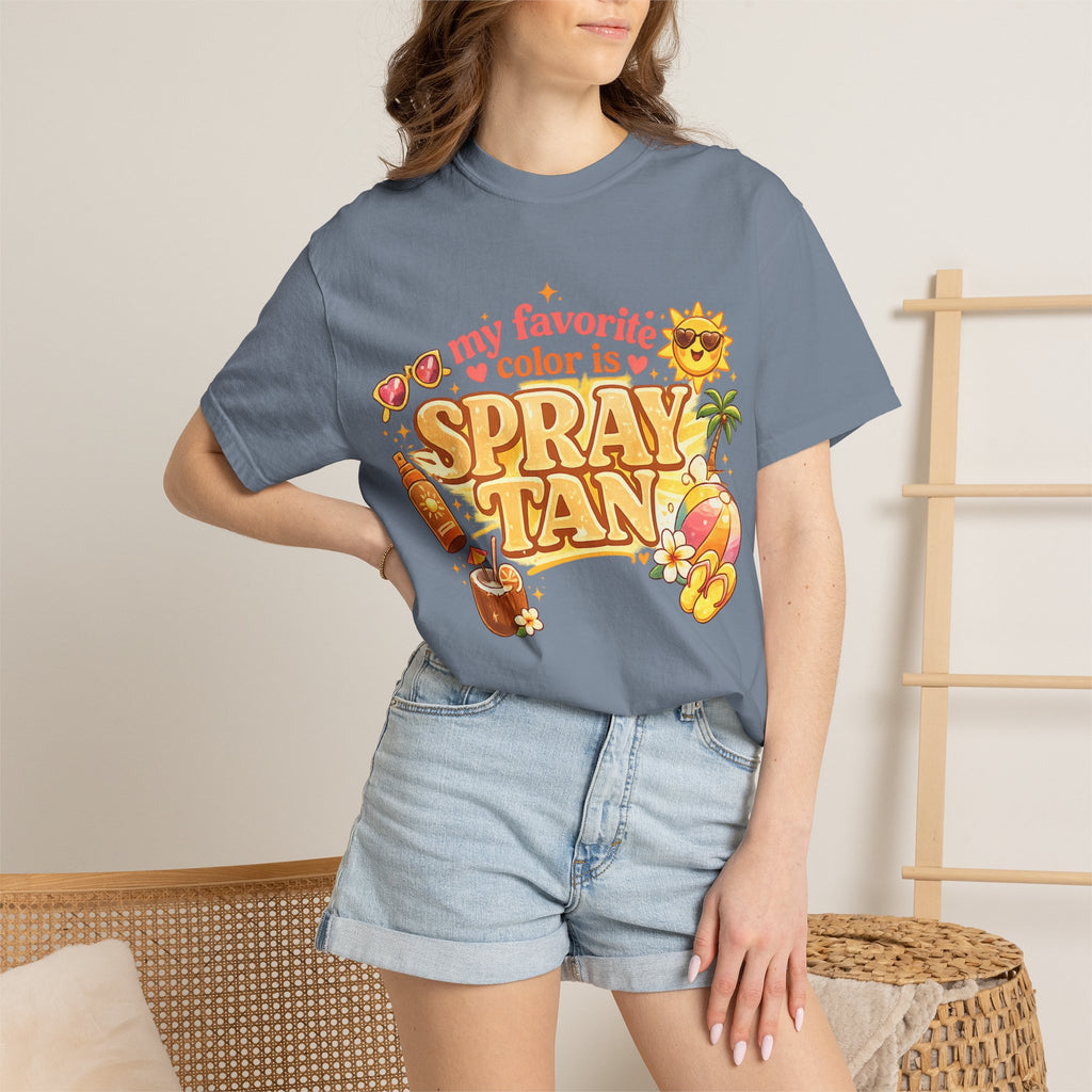 Spray Tan Retro Beach T-Shirt — "My Favorite Color is Spray Tan"