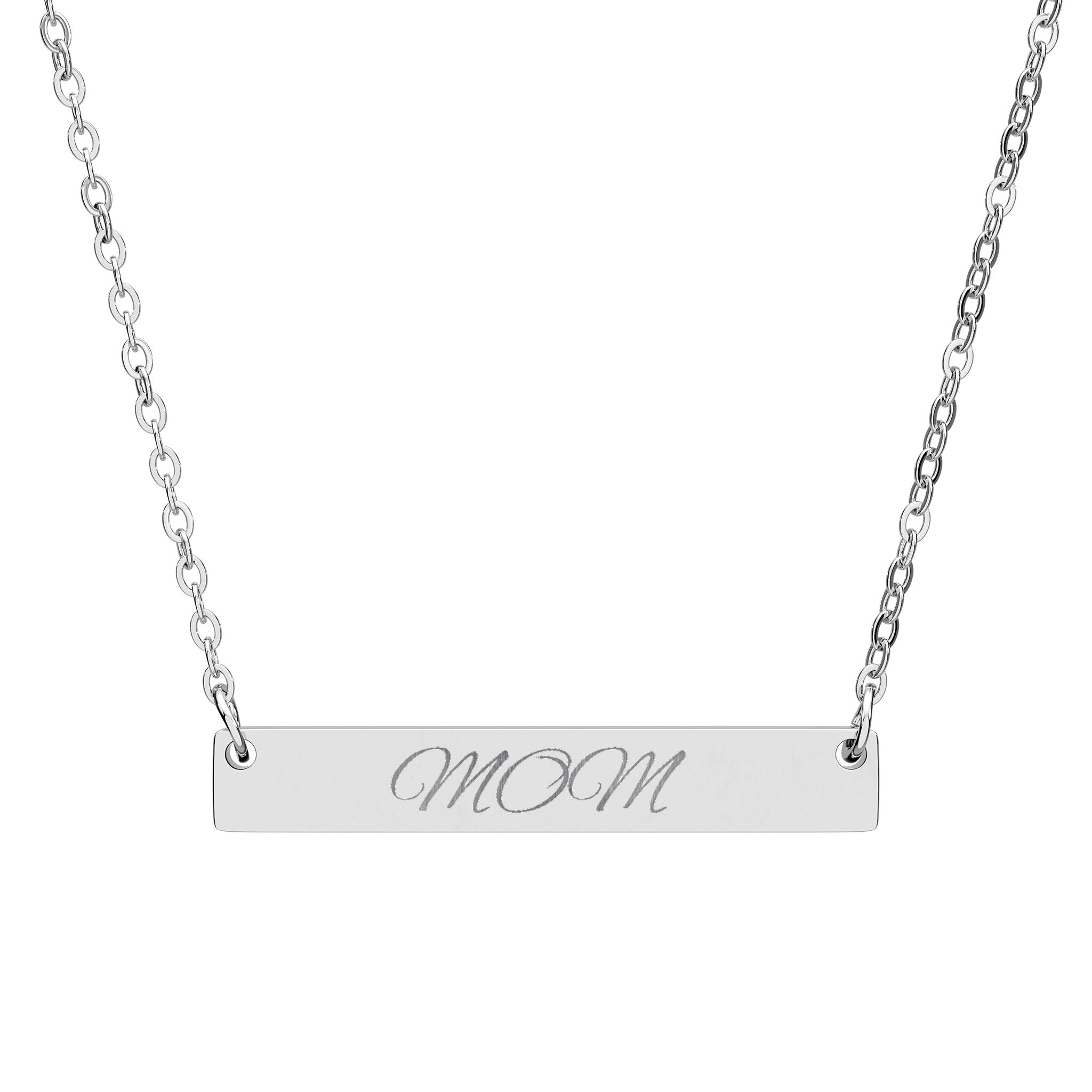 Engraved "MOM" Horizontal Bar Necklace — Personalized Mother's Day Jewelry