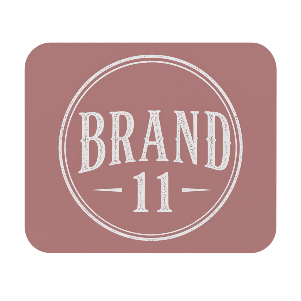 Vintage Logo Mouse Pad – Dusty Rose "BRAND 11" Rectangle Desk Mat