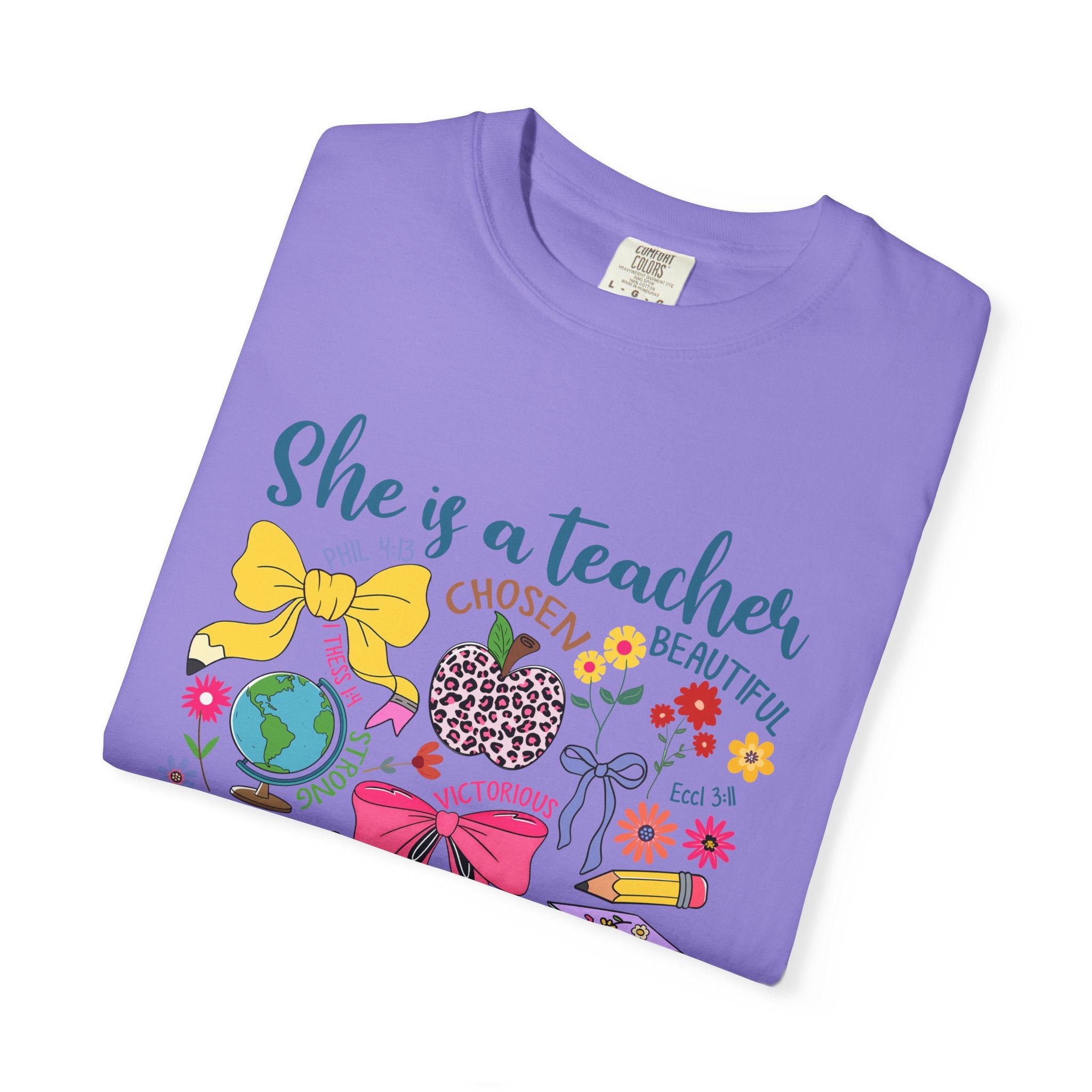 Teacher Appreciation T‑Shirt — "She is a Teacher" Floral Graphic Tee for Educators