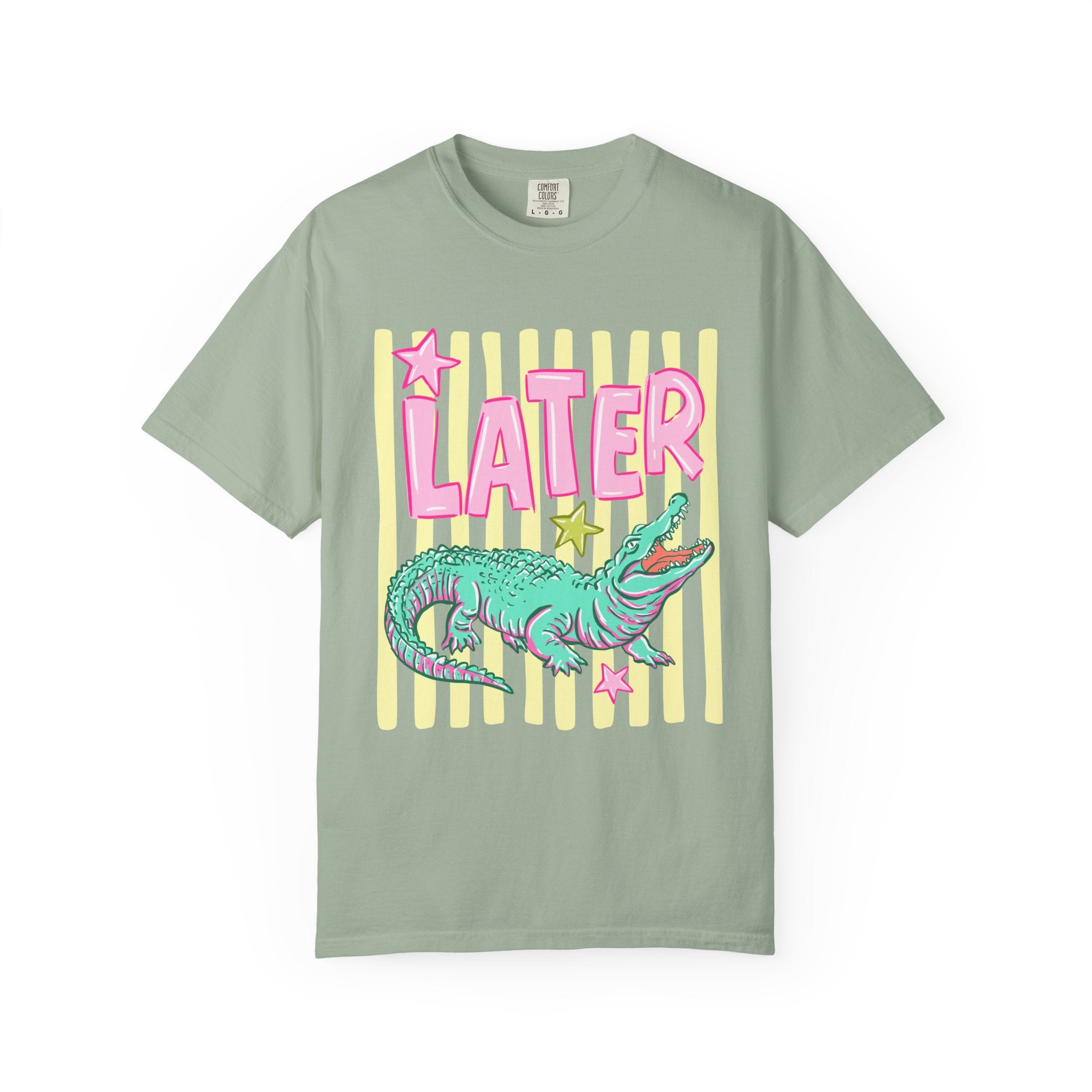 Later Alligator Graphic T-Shirt — Retro Pastel Crocodile Tee