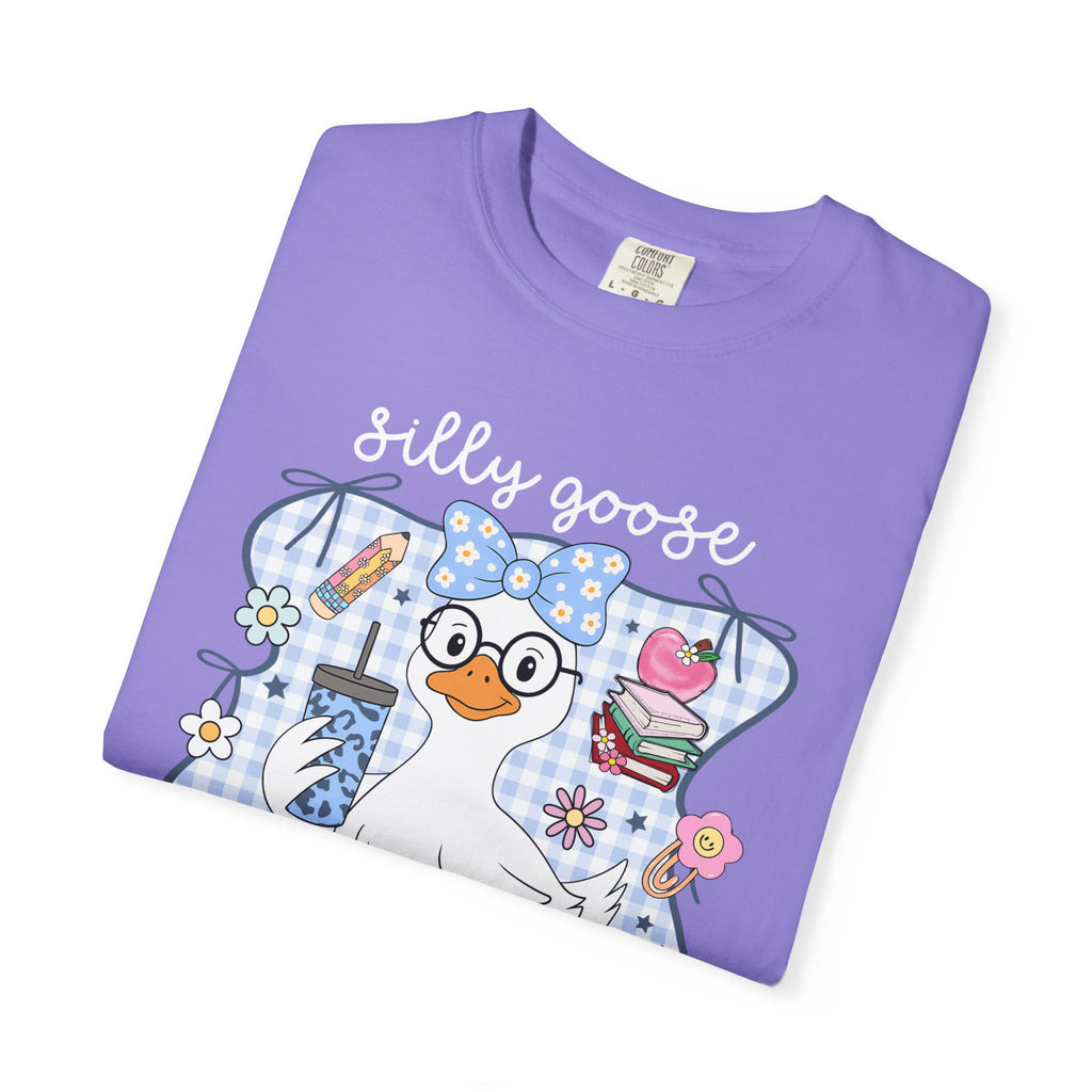 Duck with Blue Gingham Bow Tee — Cute Farm Animal Graphic T-Shirt