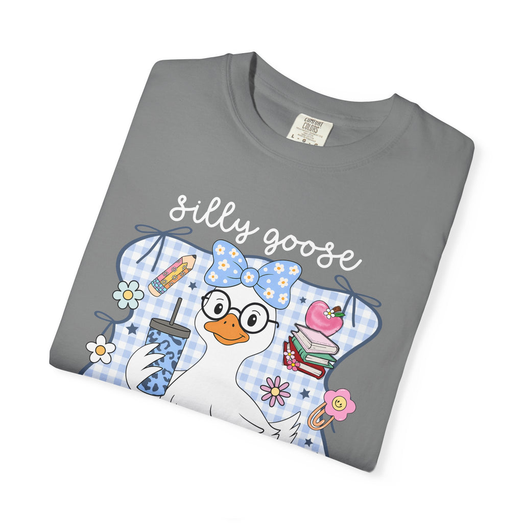 Duck with Blue Gingham Bow Tee — Cute Farm Animal Graphic T-Shirt