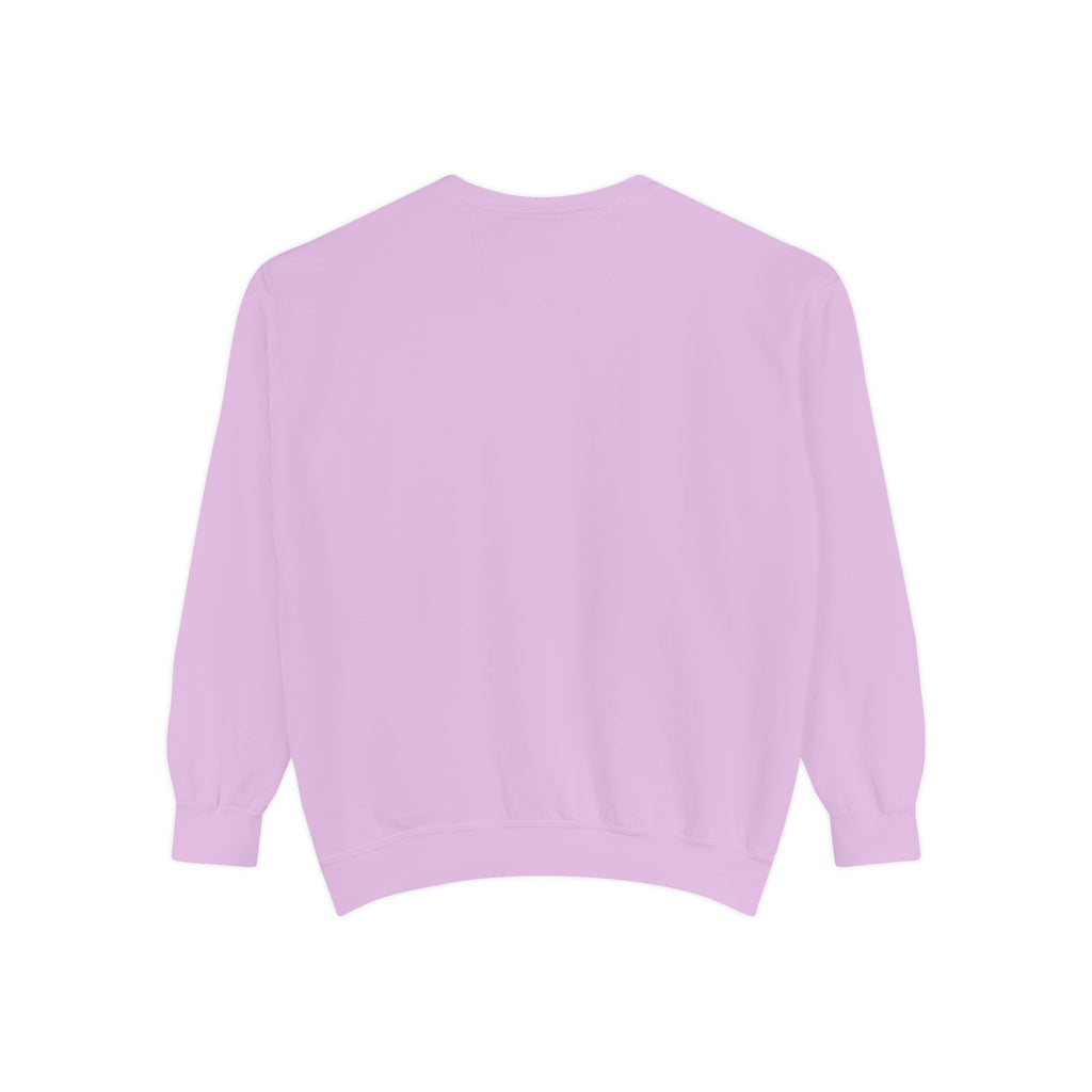 Duck Graphic Sweatshirt — Watercolor Flying Duck on Coral Garment-Dyed Crewneck