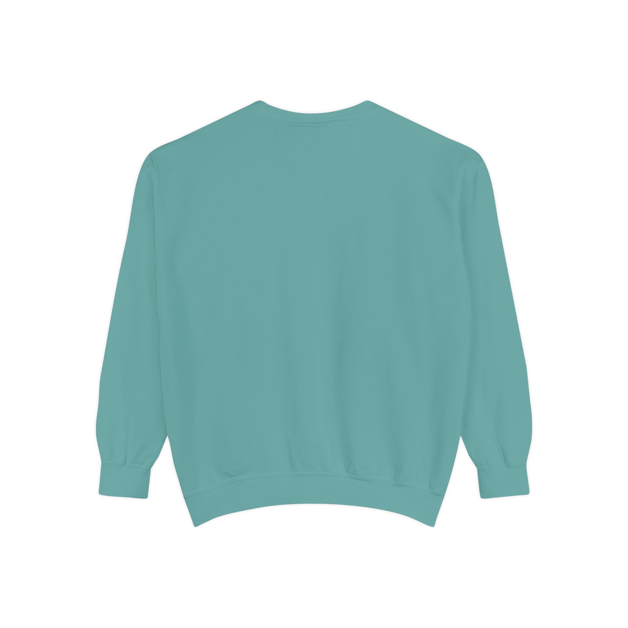 Duck Graphic Sweatshirt — Watercolor Flying Duck on Coral Garment-Dyed Crewneck