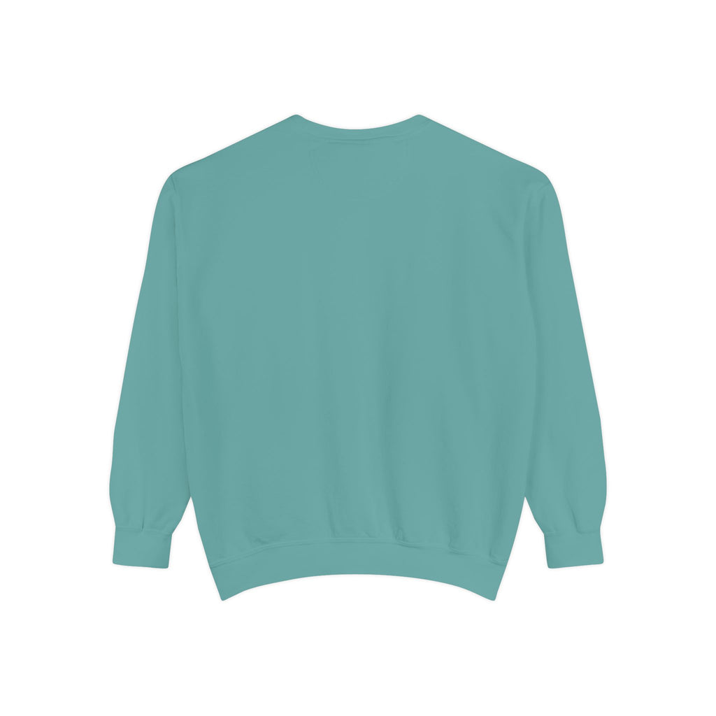 Duck Graphic Sweatshirt — Watercolor Flying Duck on Coral Garment-Dyed Crewneck