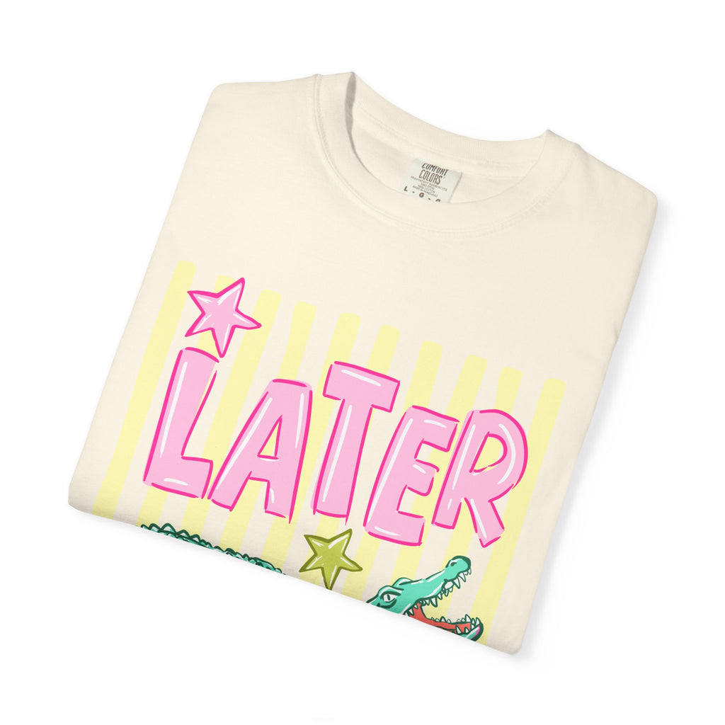 Later Alligator Graphic T-Shirt — Retro Pastel Crocodile Tee