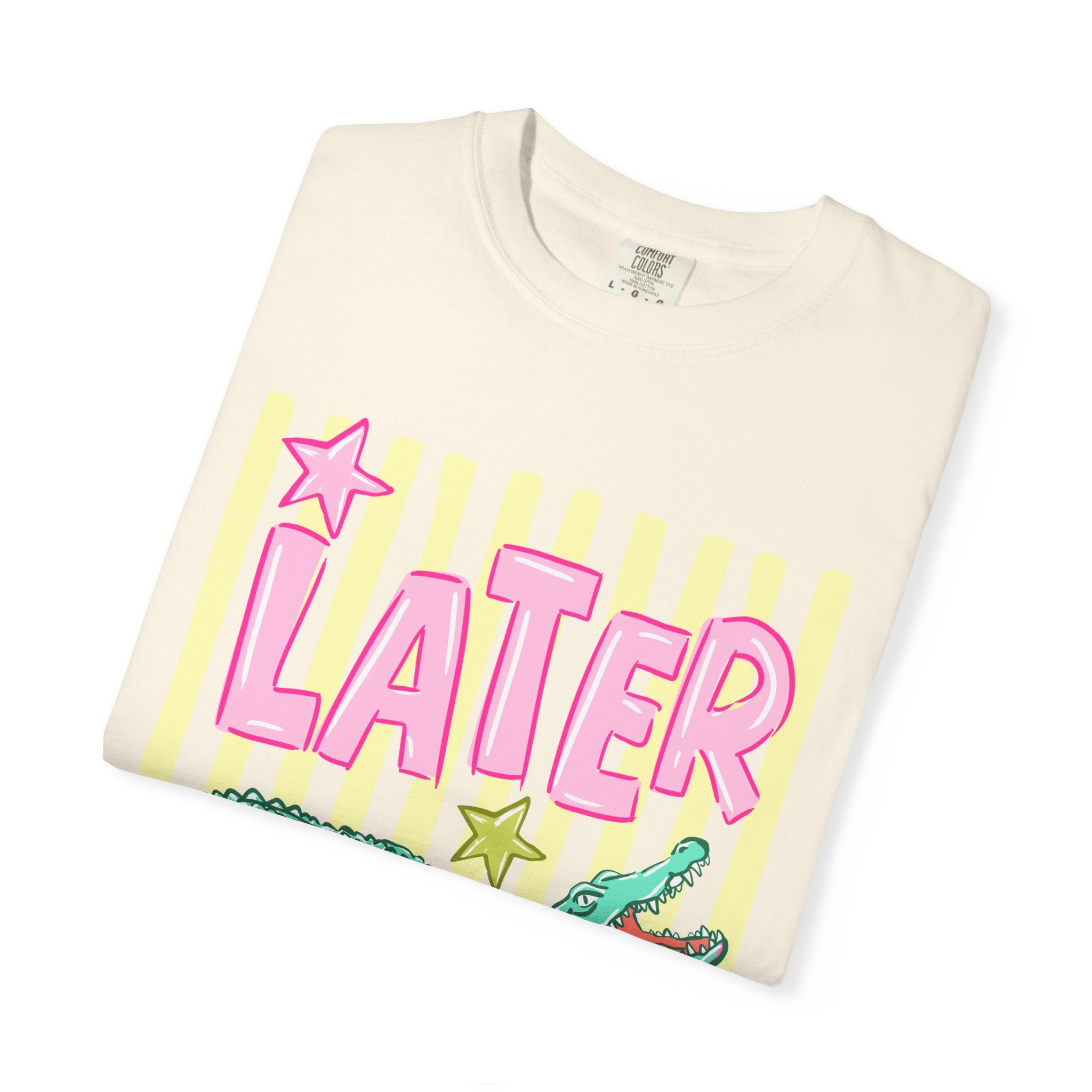 Later Alligator Graphic T-Shirt — Retro Pastel Crocodile Tee