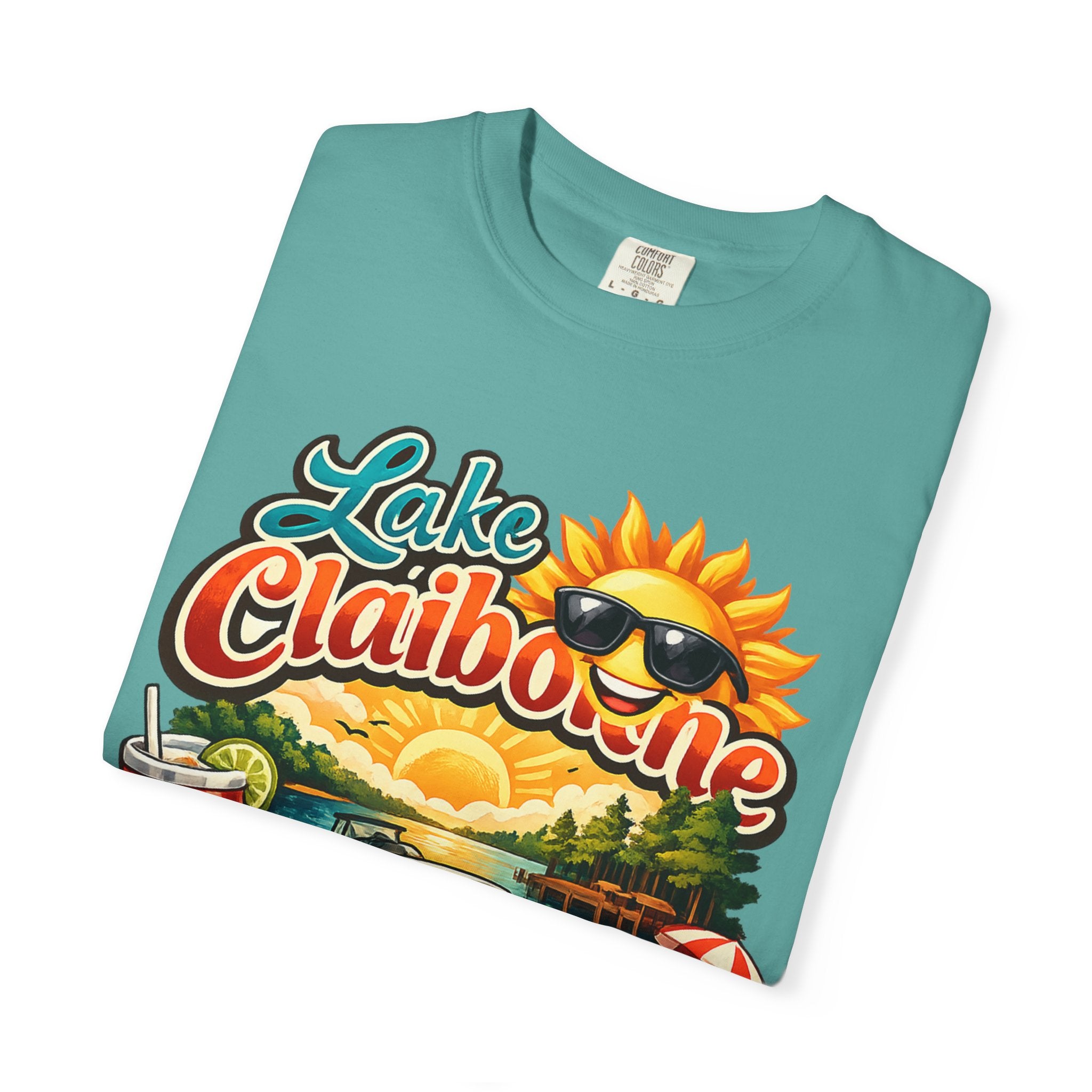 Lake Claiborne Vintage Scenic T-Shirt - Retro Sunset Boating Tee