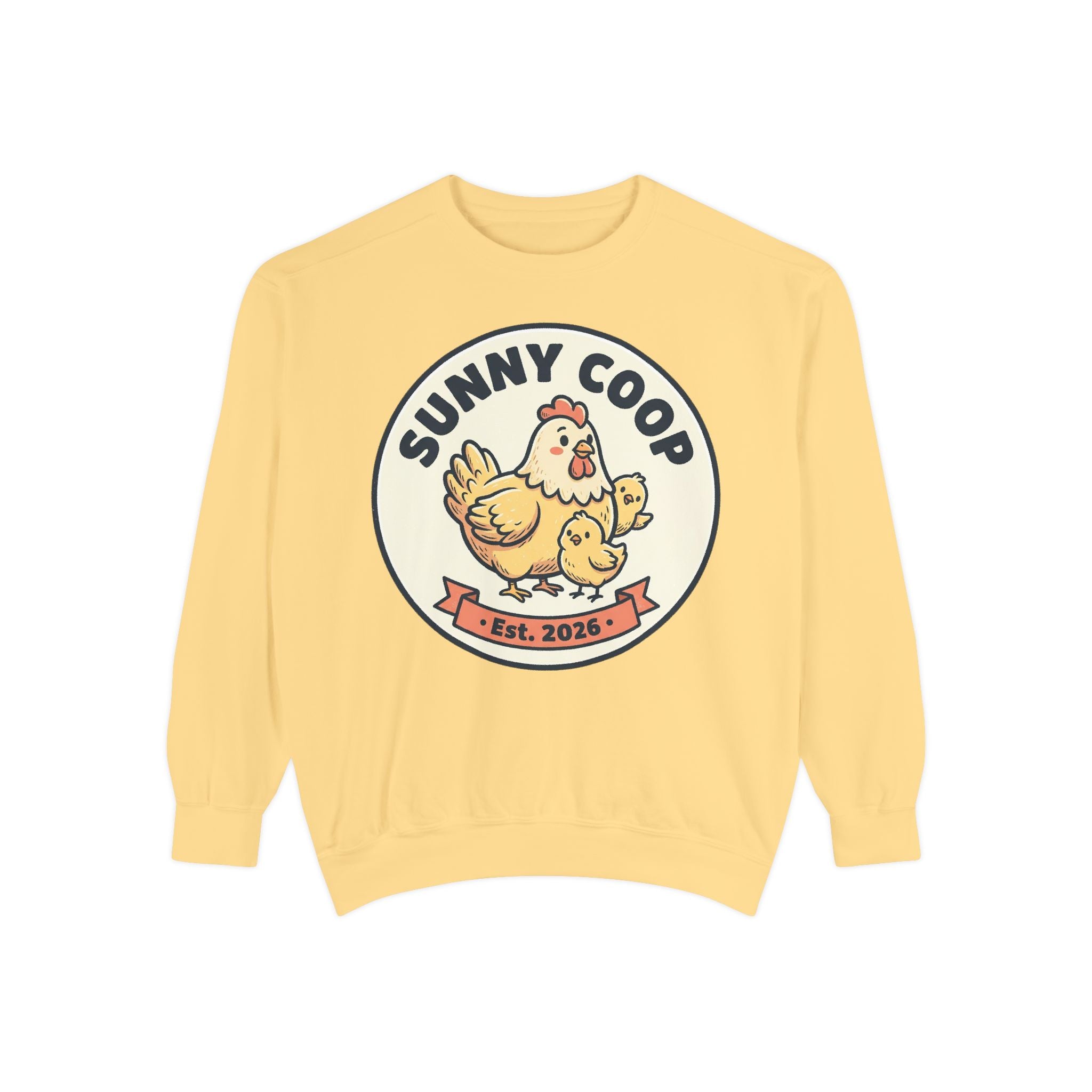 Sunny Coop Crewneck Sweatshirt — Chicken & Chick Farm Logo Pullover