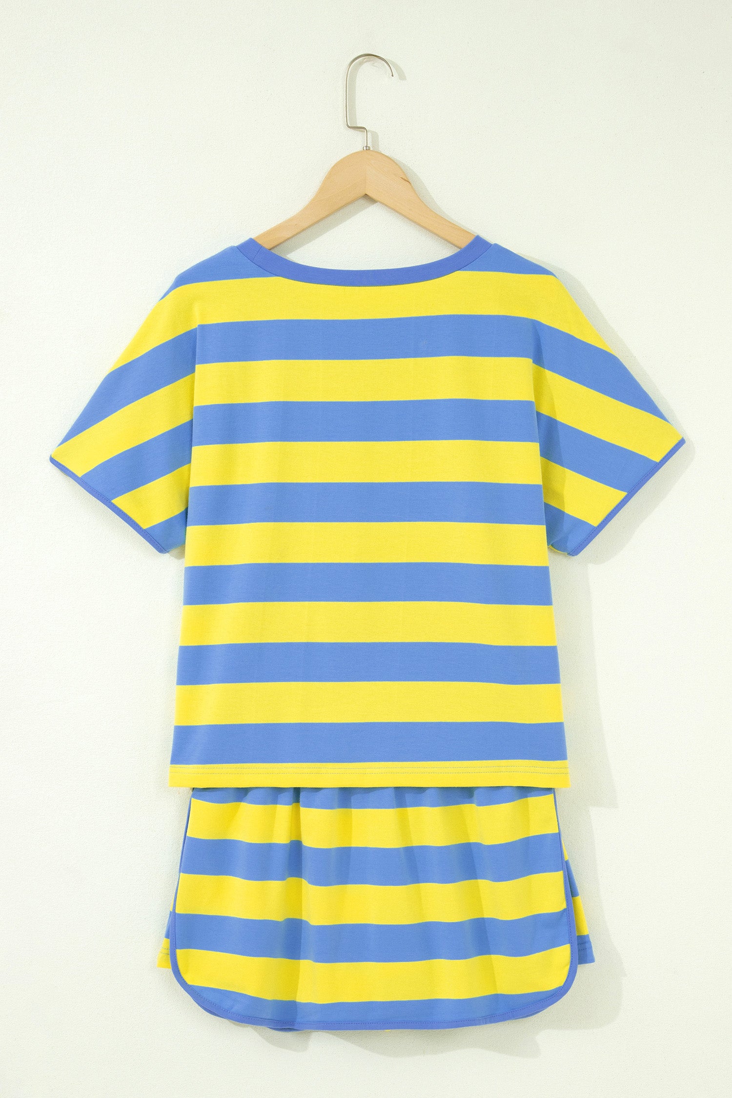 Yellow Stripe Dolman Tee Drawstring Skort Athletic 2pcs Set