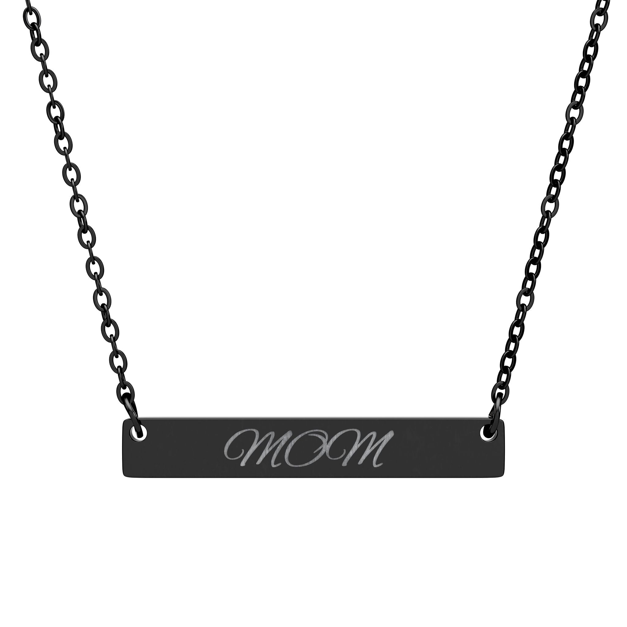 Engraved "MOM" Horizontal Bar Necklace — Personalized Mother's Day Jewelry