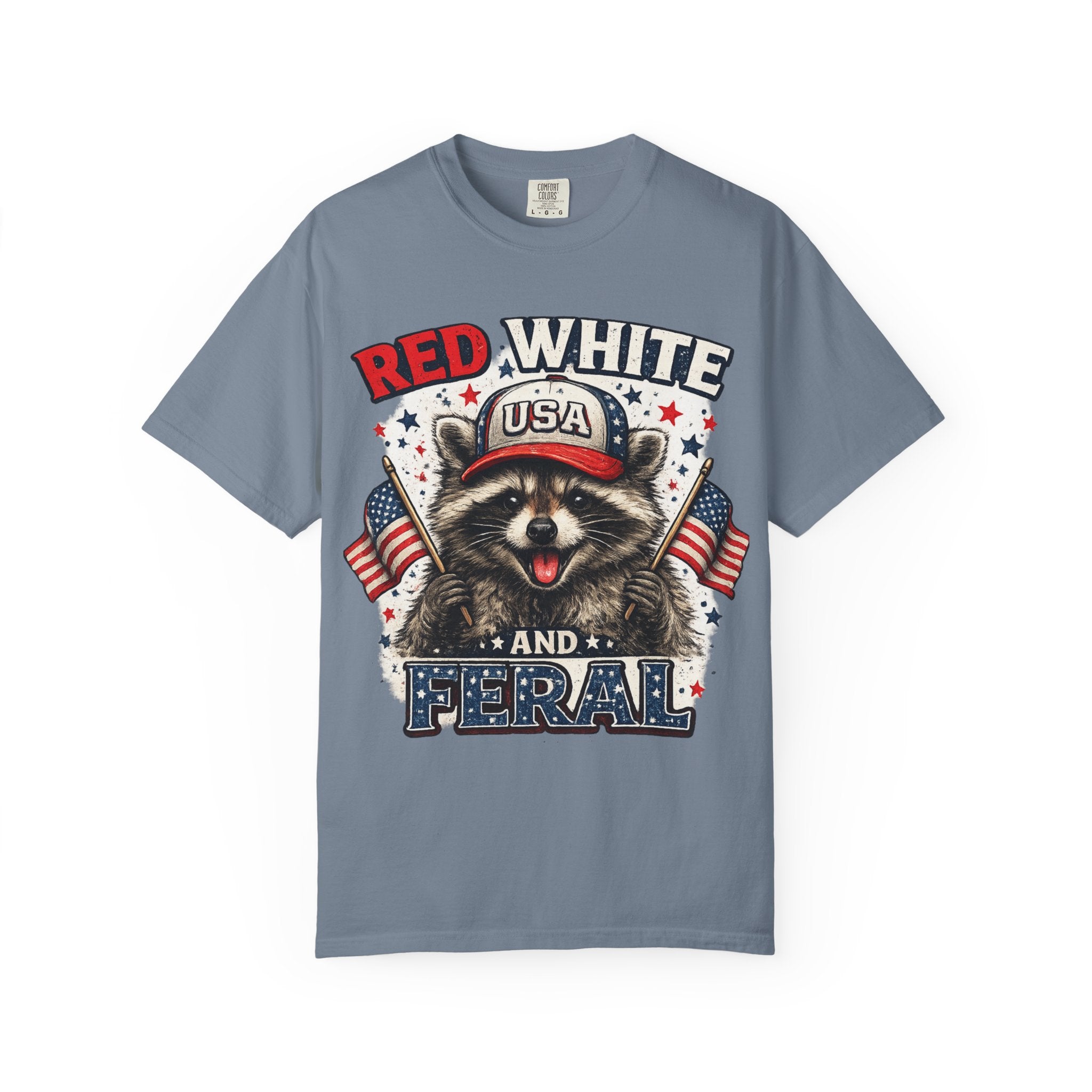 Patriotic Raccoon 'Red White and Feral' T-Shirt