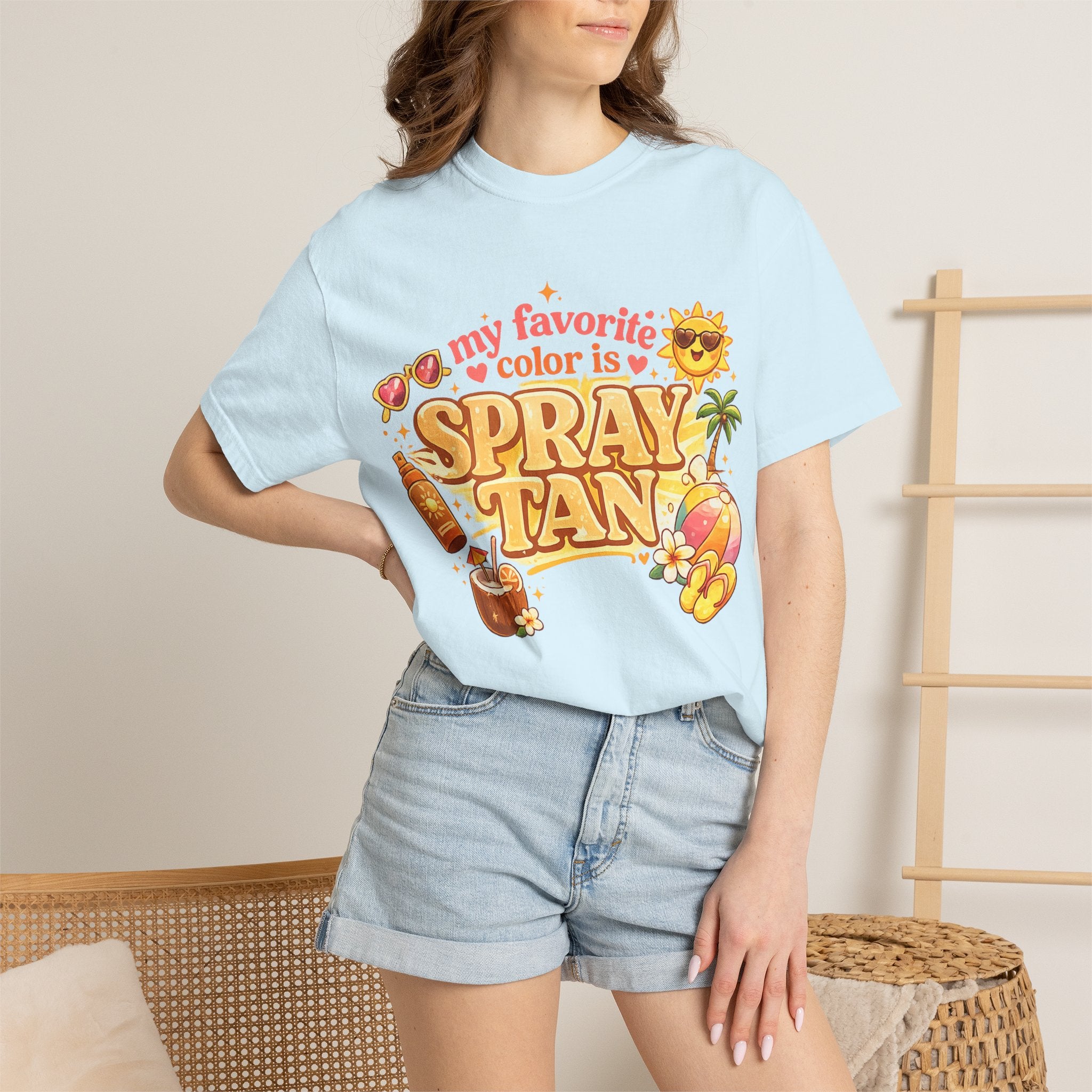 Spray Tan Retro Beach T-Shirt — "My Favorite Color is Spray Tan"