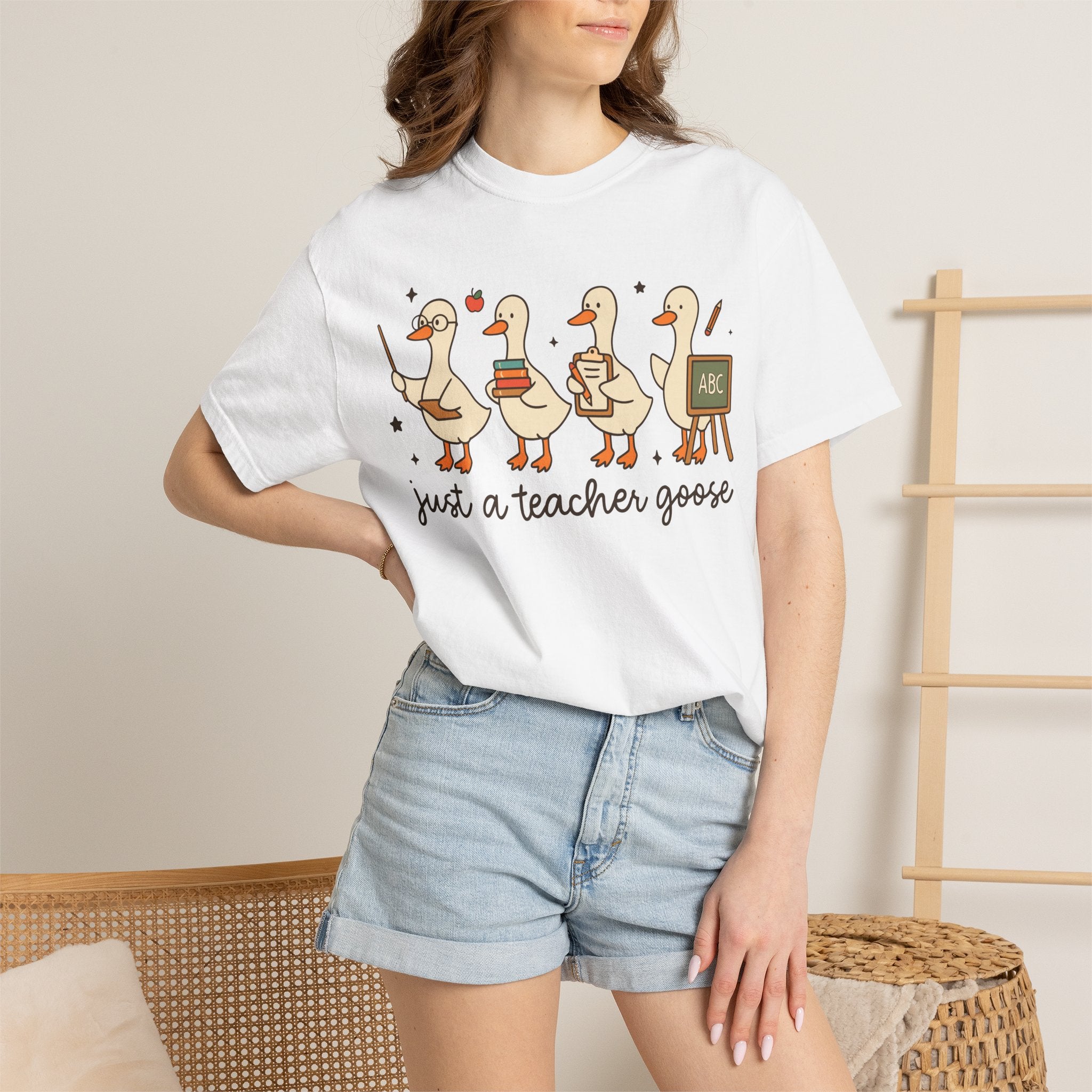 Teacher Goose T-Shirt — "Just a Teacher's Goose" Cute Classroom Gift