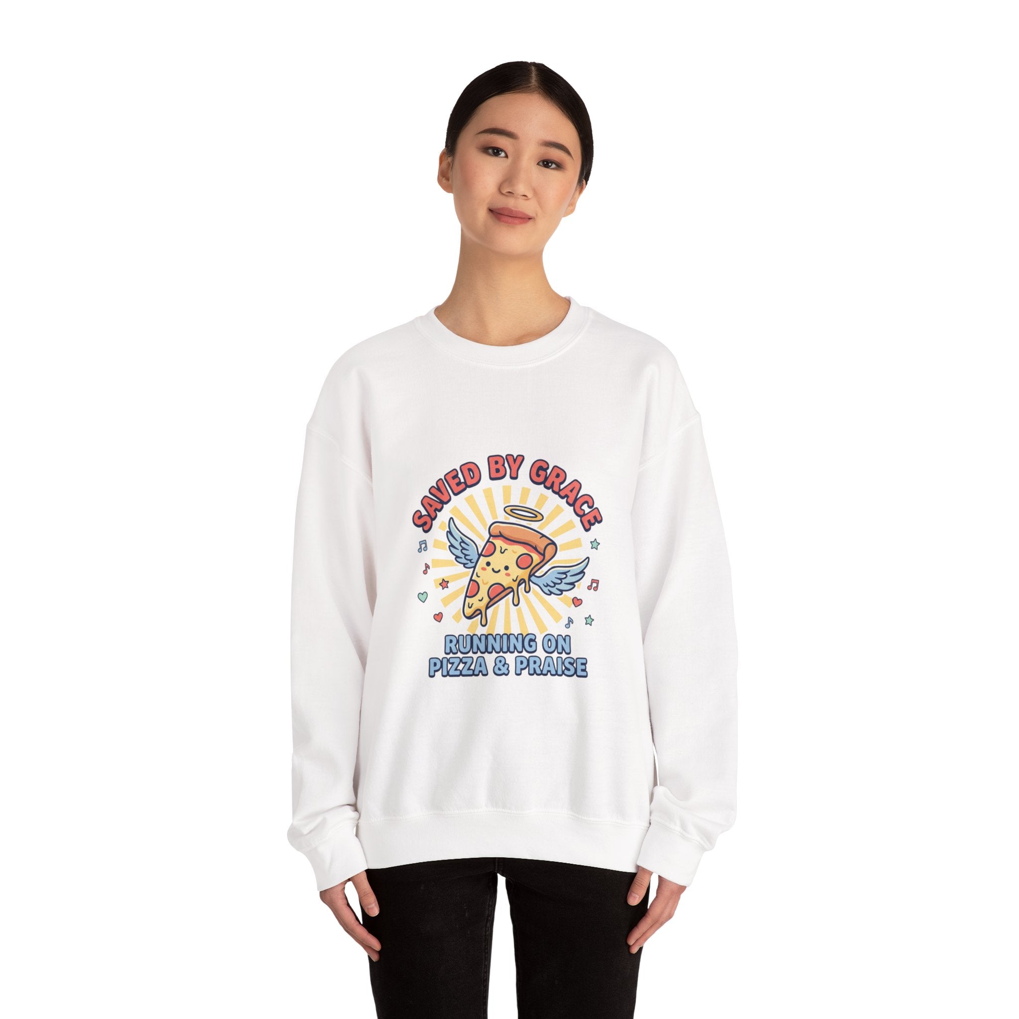 Saved by Grace Crewneck Sweatshirt | Christian memes, church camp retro