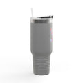 40oz Insulated Travel Mug — Red White Blue Floral Dove Design with Handle