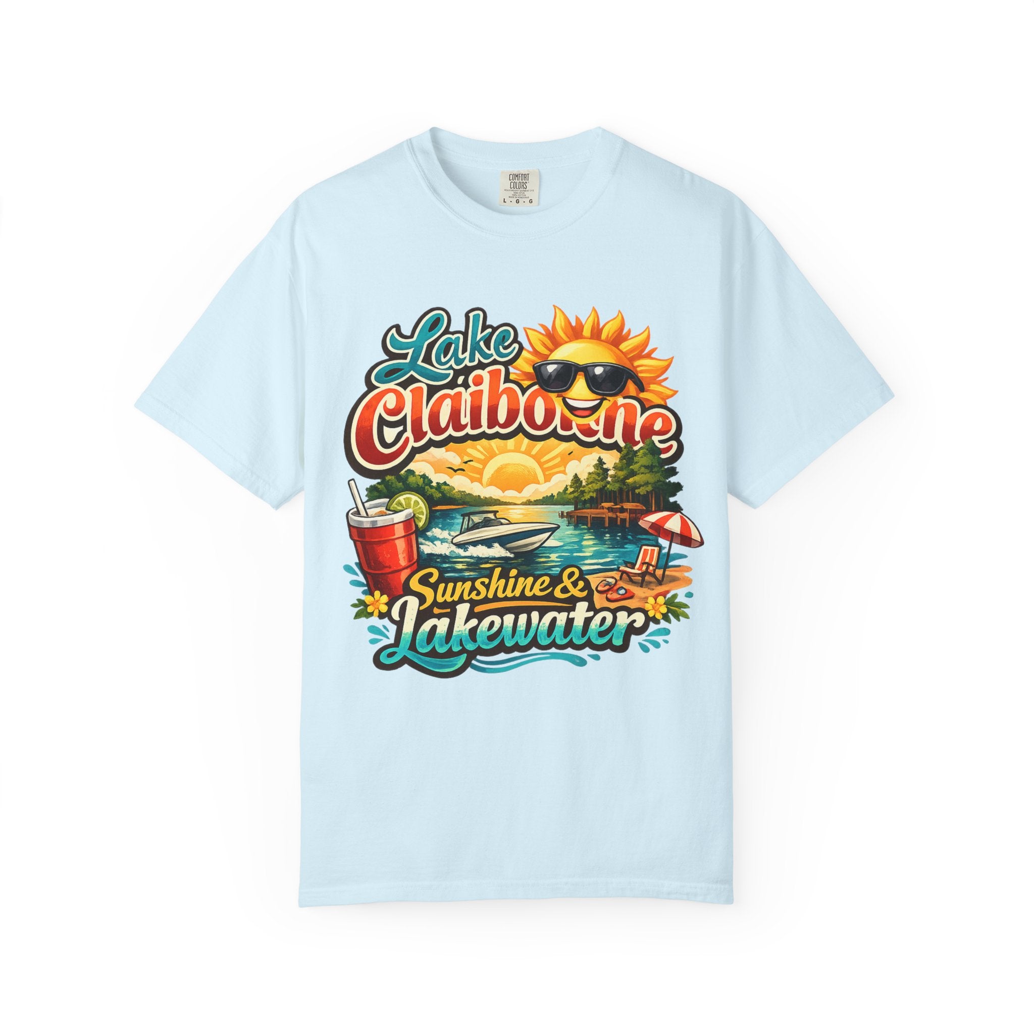 Lake Claiborne Vintage Scenic T-Shirt - Retro Sunset Boating Tee