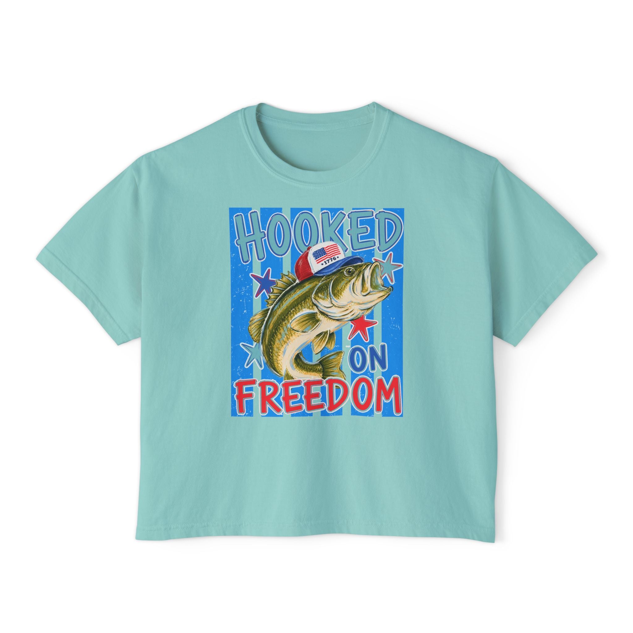 Patriotic 'Hooked on Freedom' Fishing Tee