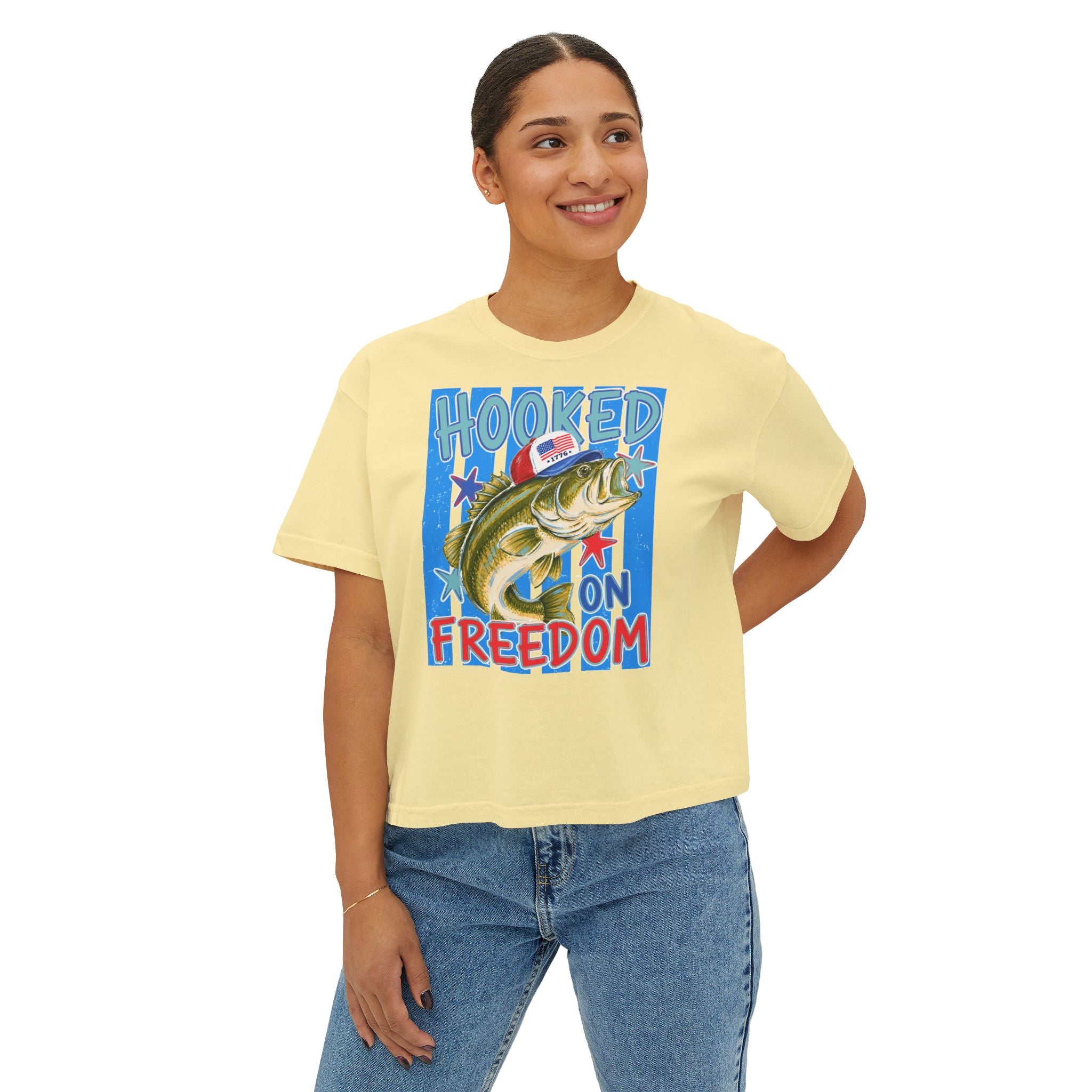 Patriotic 'Hooked on Freedom' Fishing Tee