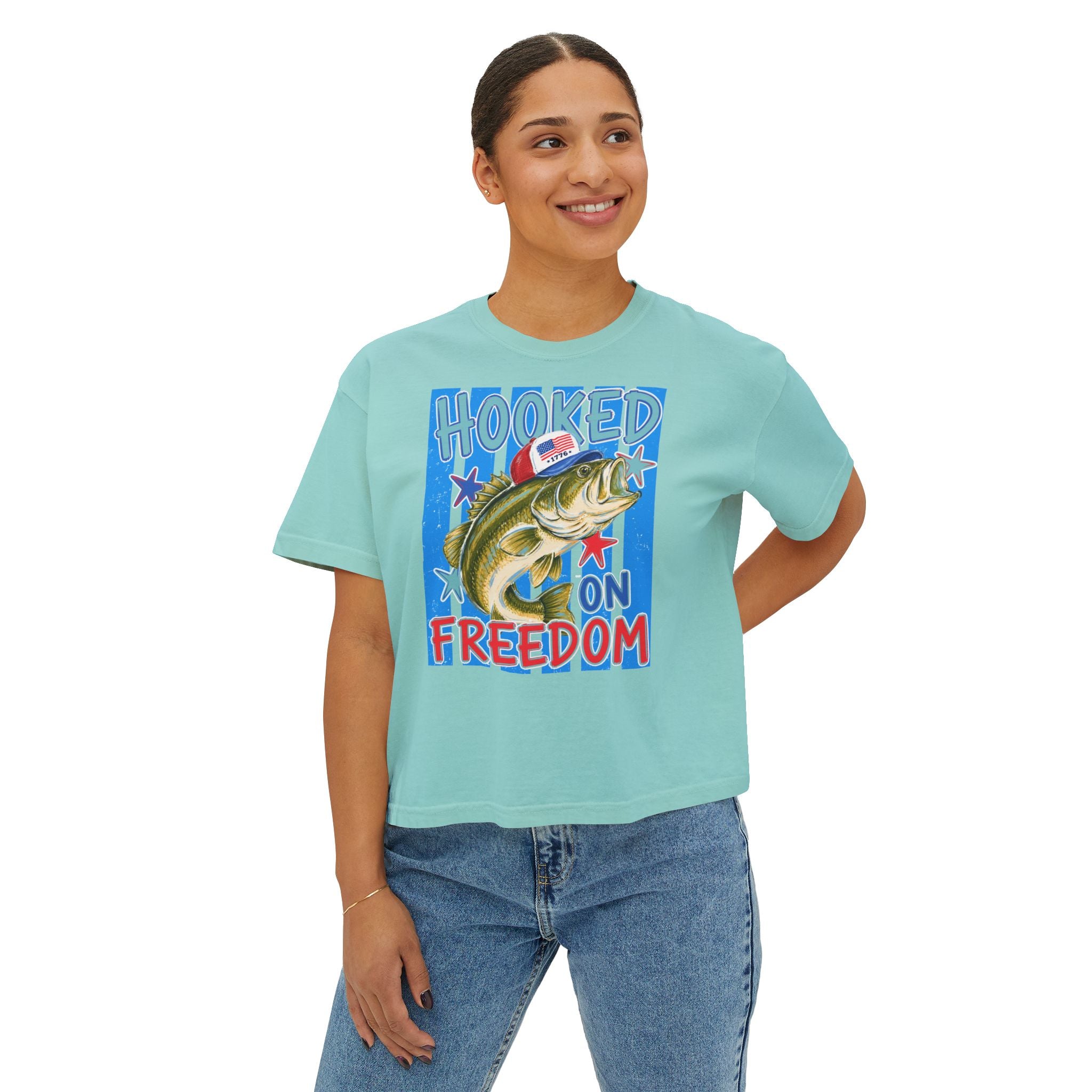 Patriotic 'Hooked on Freedom' Fishing Tee