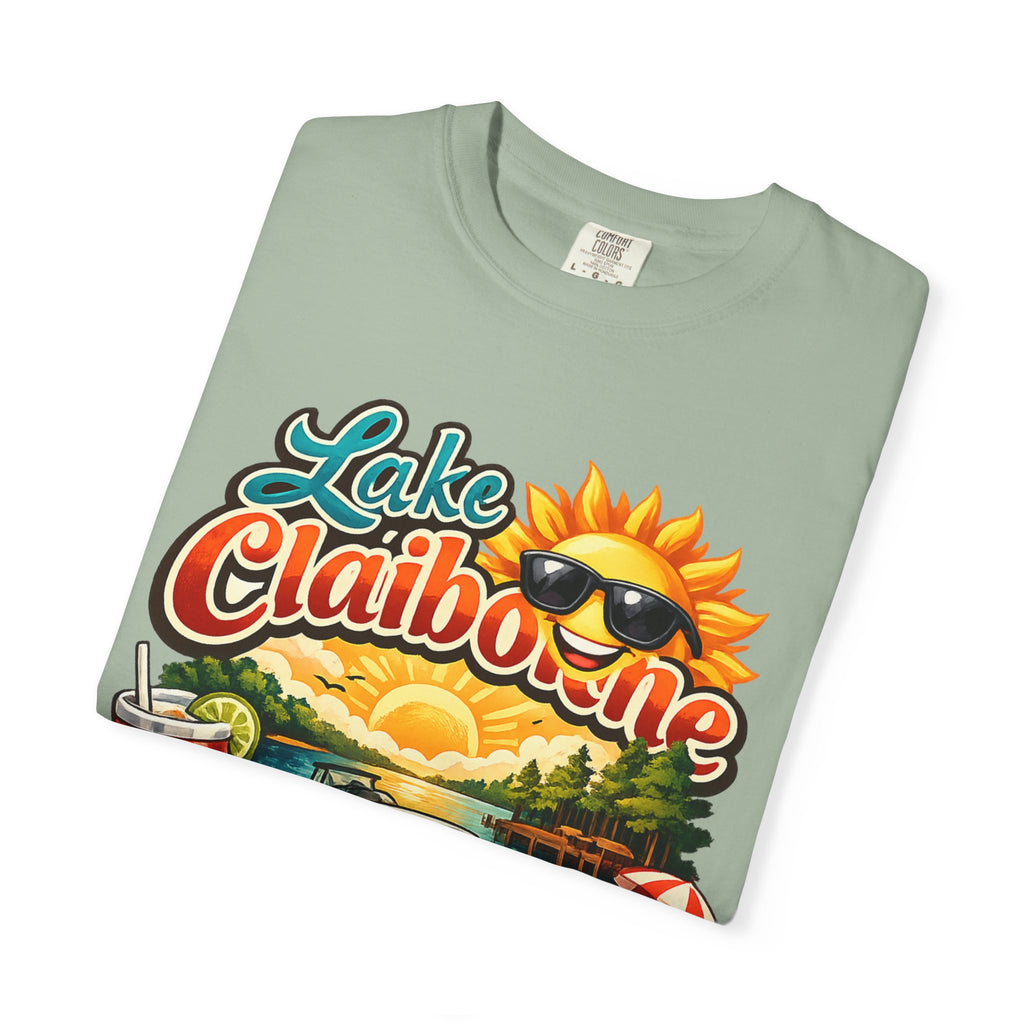 Lake Claiborne Vintage Scenic T-Shirt - Retro Sunset Boating Tee