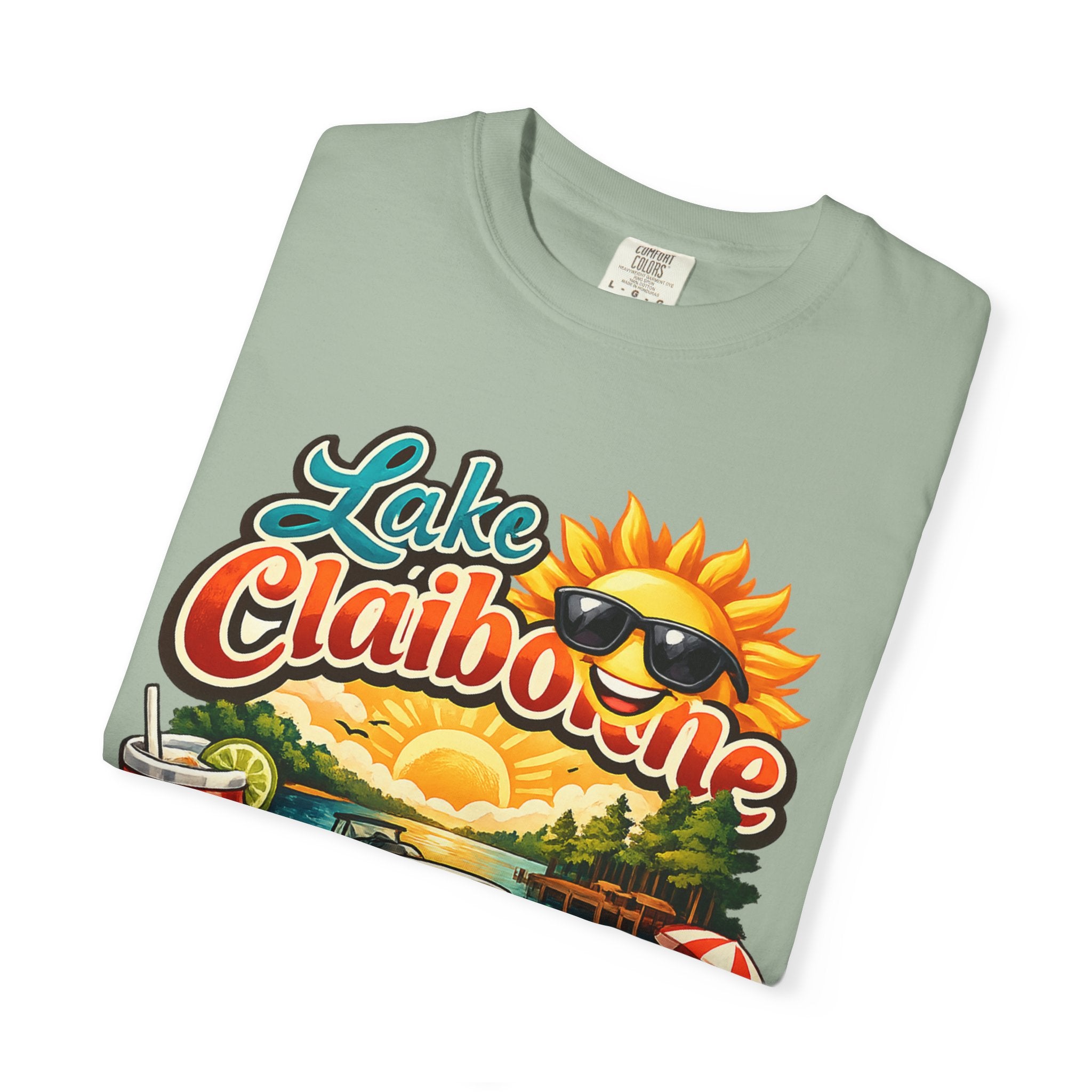 Lake Claiborne Vintage Scenic T-Shirt - Retro Sunset Boating Tee