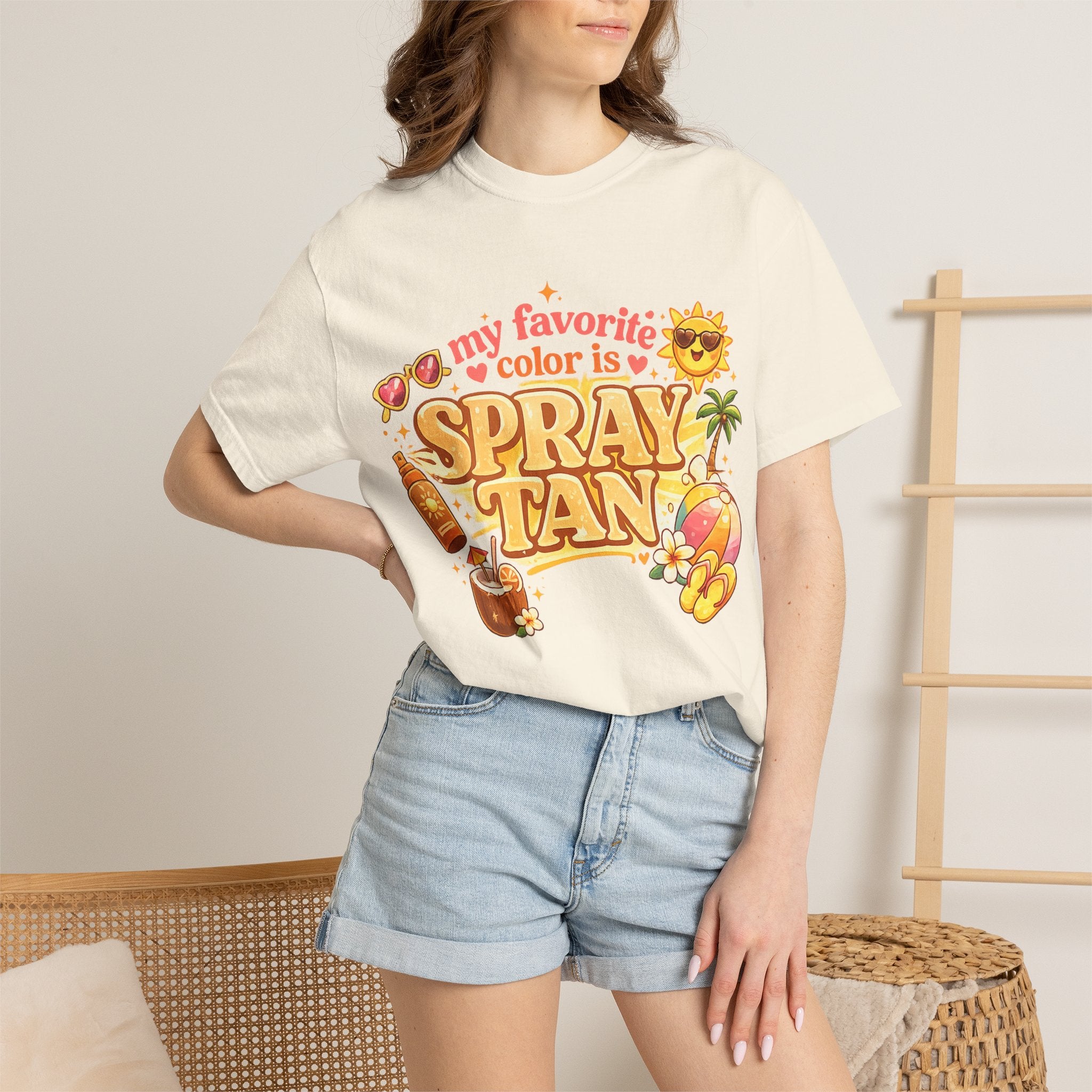 Spray Tan Retro Beach T-Shirt — "My Favorite Color is Spray Tan"