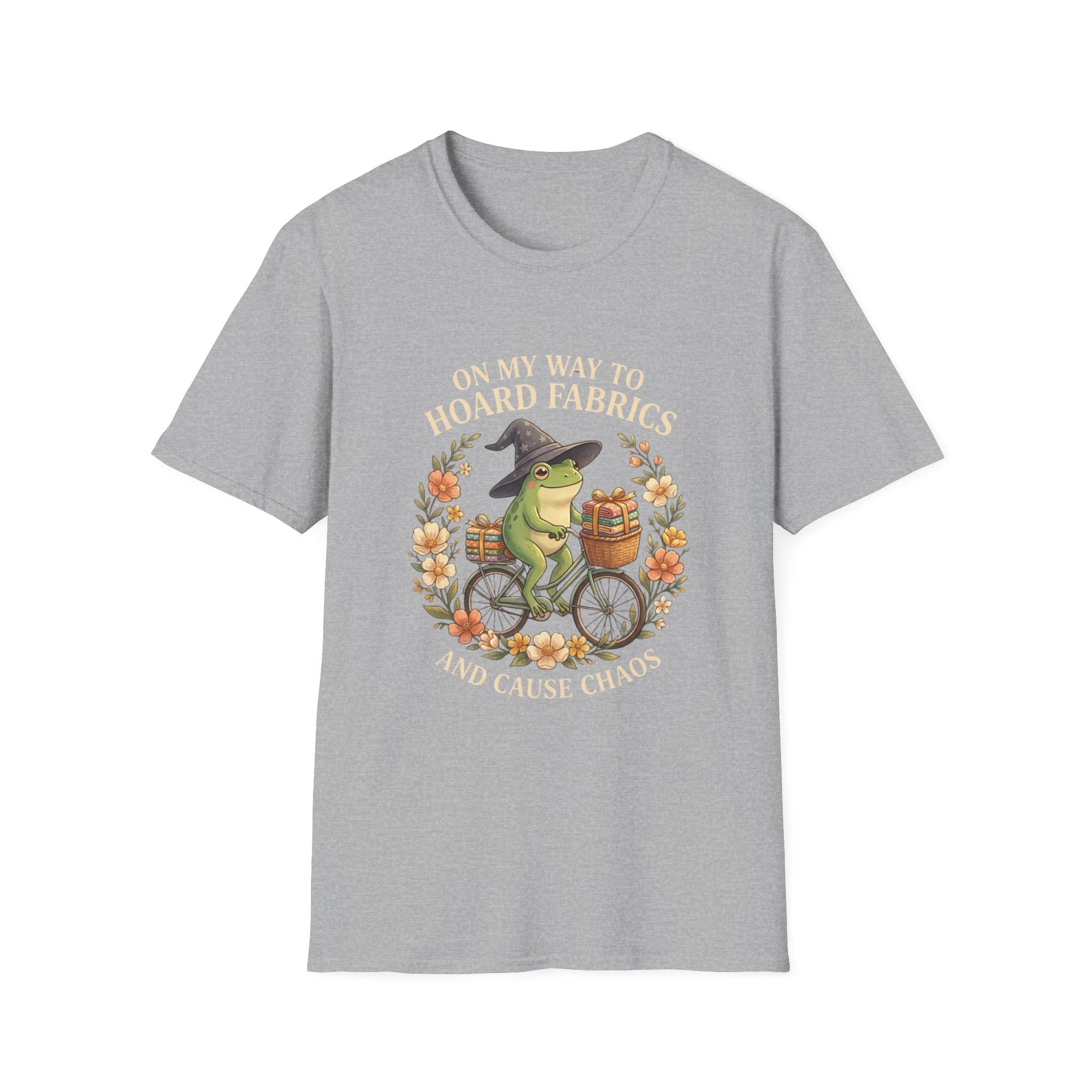 T-Shirt — “On My Way to Hoard Fabrics and Cause Chaos” Frog Witch Sewing Shirt