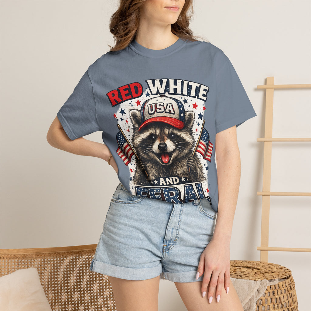 Patriotic Raccoon 'Red White and Feral' T-Shirt