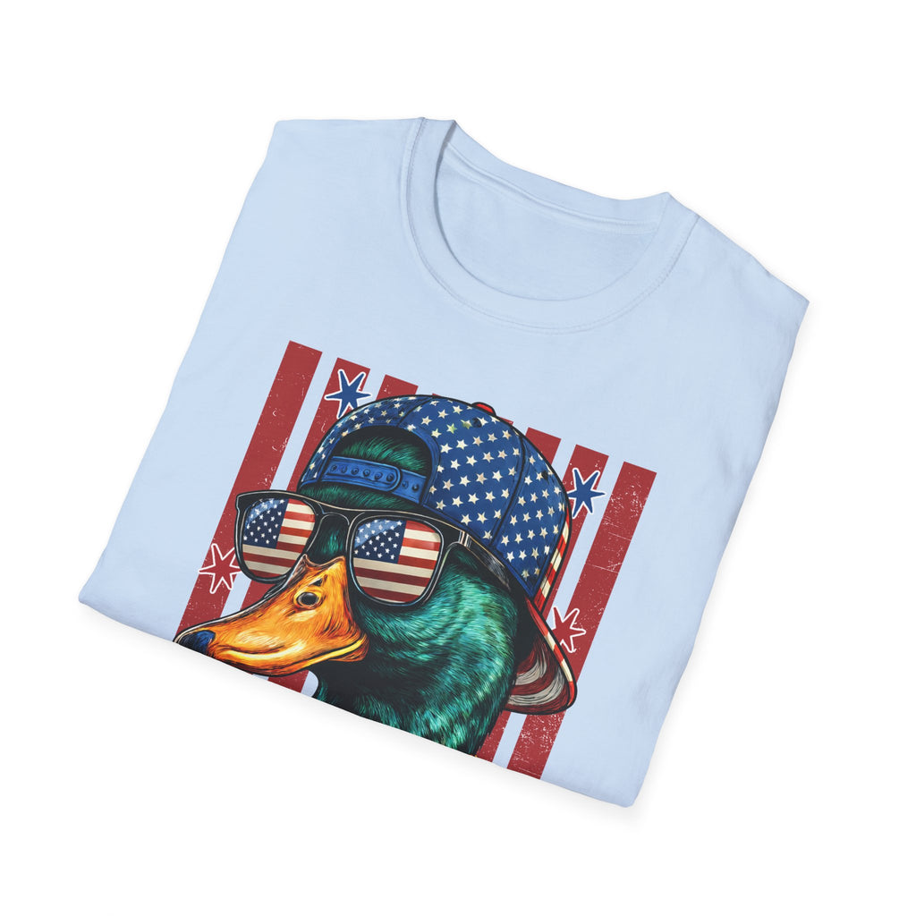 Duck with American Flag Sunglasses T-Shirt — 'MERICA Patriotic Fourth of July Tee