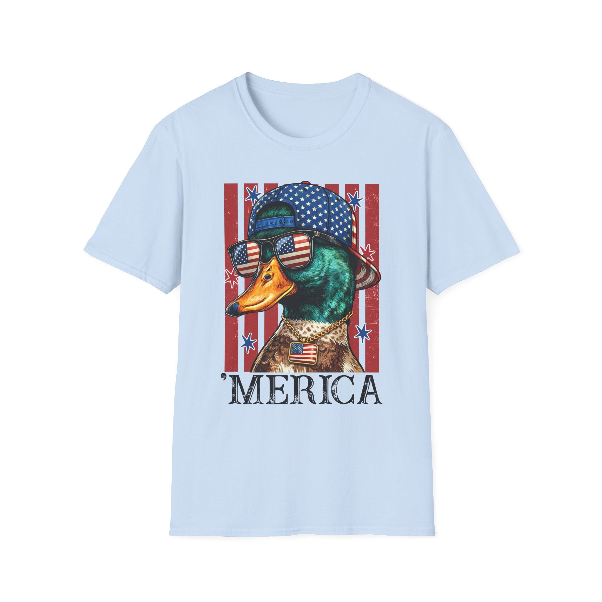Duck with American Flag Sunglasses T-Shirt — 'MERICA Patriotic Fourth of July Tee