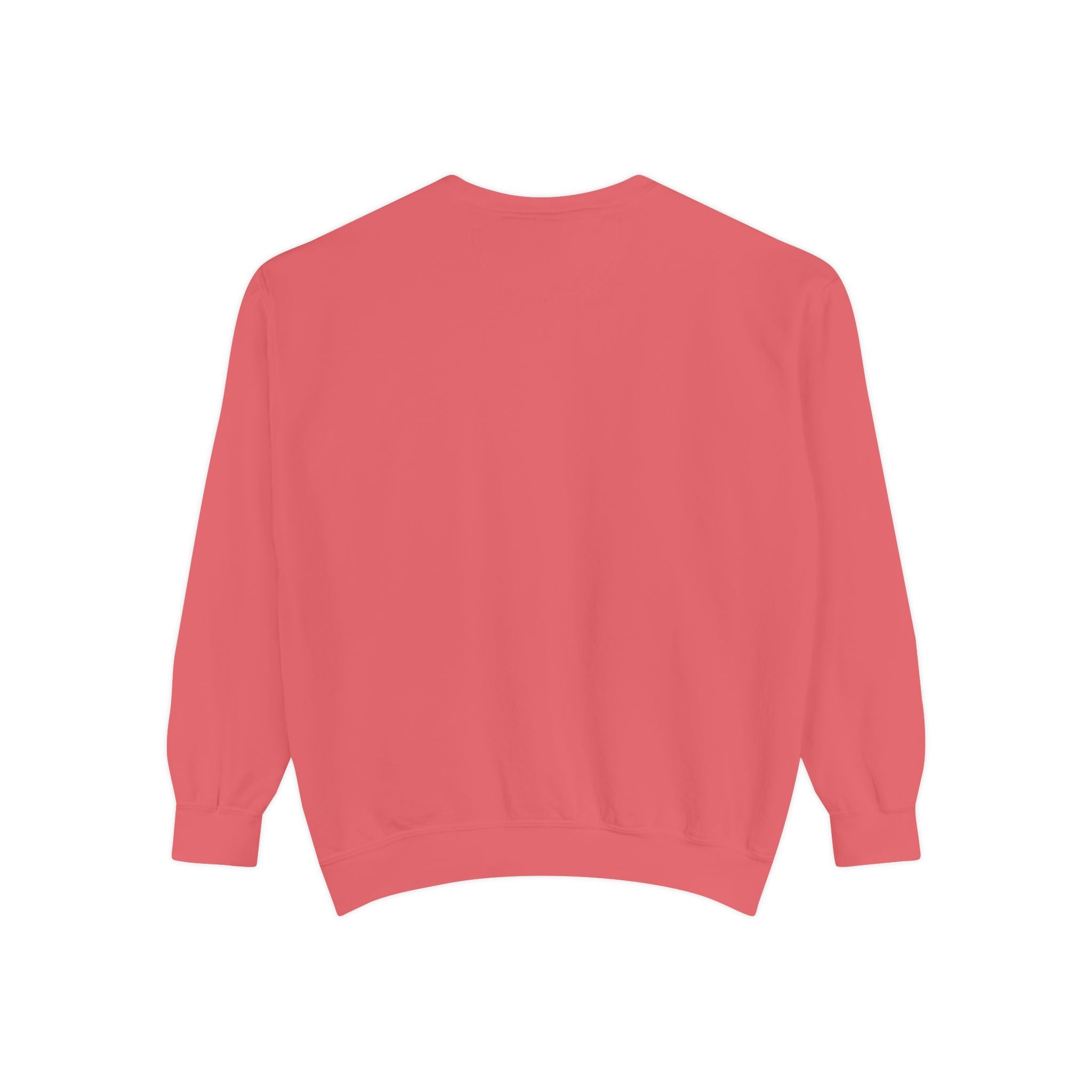 Duck Graphic Sweatshirt — Watercolor Flying Duck on Coral Garment-Dyed Crewneck