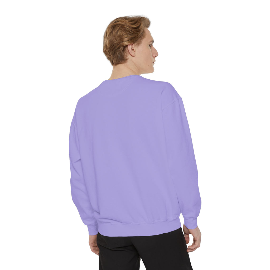 Duck Graphic Sweatshirt — Watercolor Flying Duck on Coral Garment-Dyed Crewneck