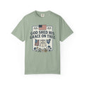 T-Shirt — "God Shed His Grace on Thee" Patriotic American Flag & Floral Tee