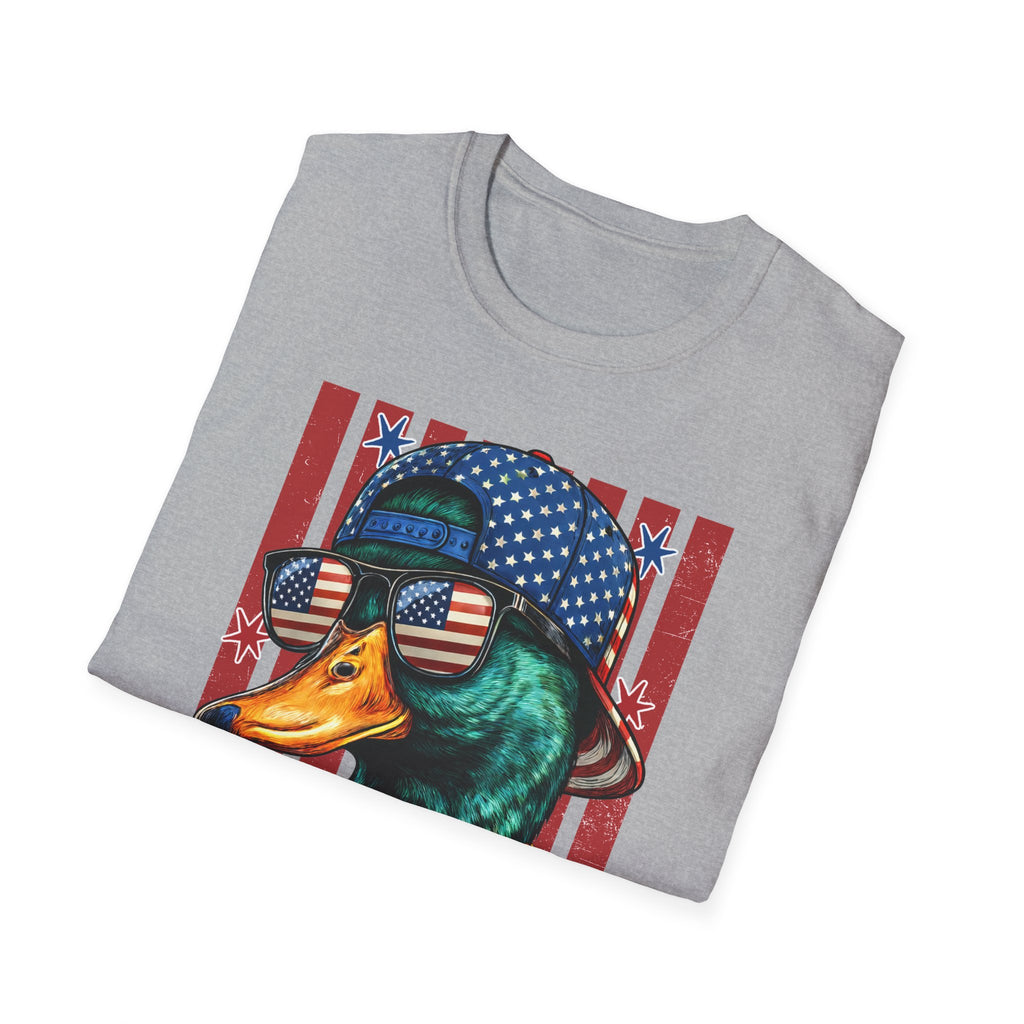 Duck with American Flag Sunglasses T-Shirt — 'MERICA Patriotic Fourth of July Tee