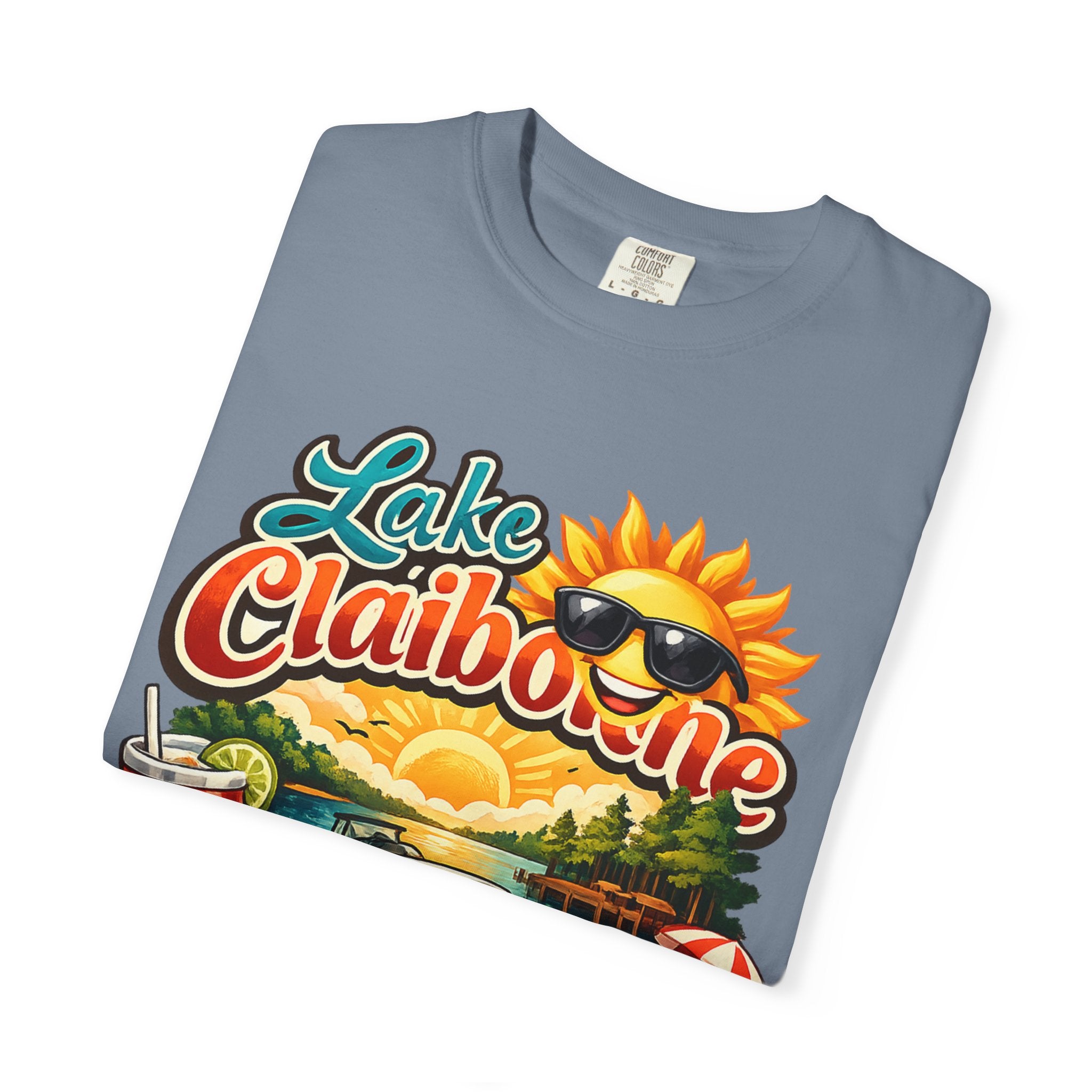 Lake Claiborne Vintage Scenic T-Shirt - Retro Sunset Boating Tee